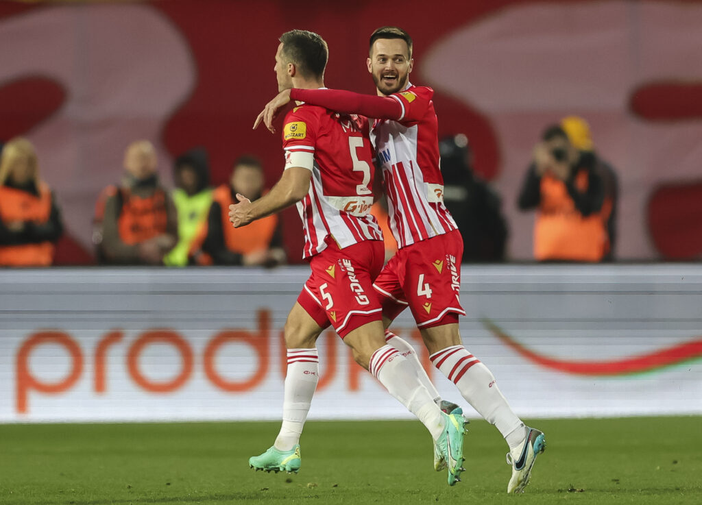 during the derby derbi veciti Mozzart Super Liga Season 2023/2024 match between Crvena Zvezda and Partizan at stadium Rajko Mitic (Marakana) on September 02, 2023 in Belgrade, Serbia. (Photo by Srdjan Stevanovic/Starsport.rs ©)