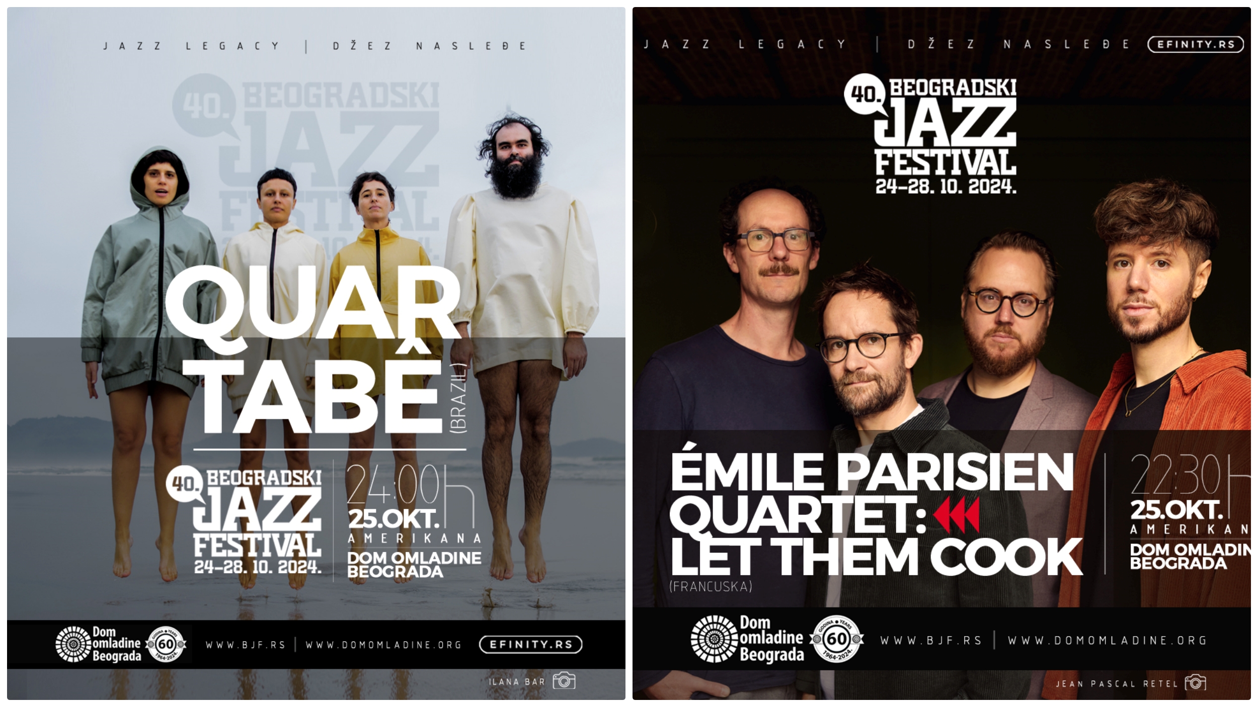 Émile Parisien Quartet 40BJF POST  Quartabe 40 BJF POST 40. Beogradskog džez festivala u Amerikani DOB otvaraju Émile Parisien Quartet i Quartabê