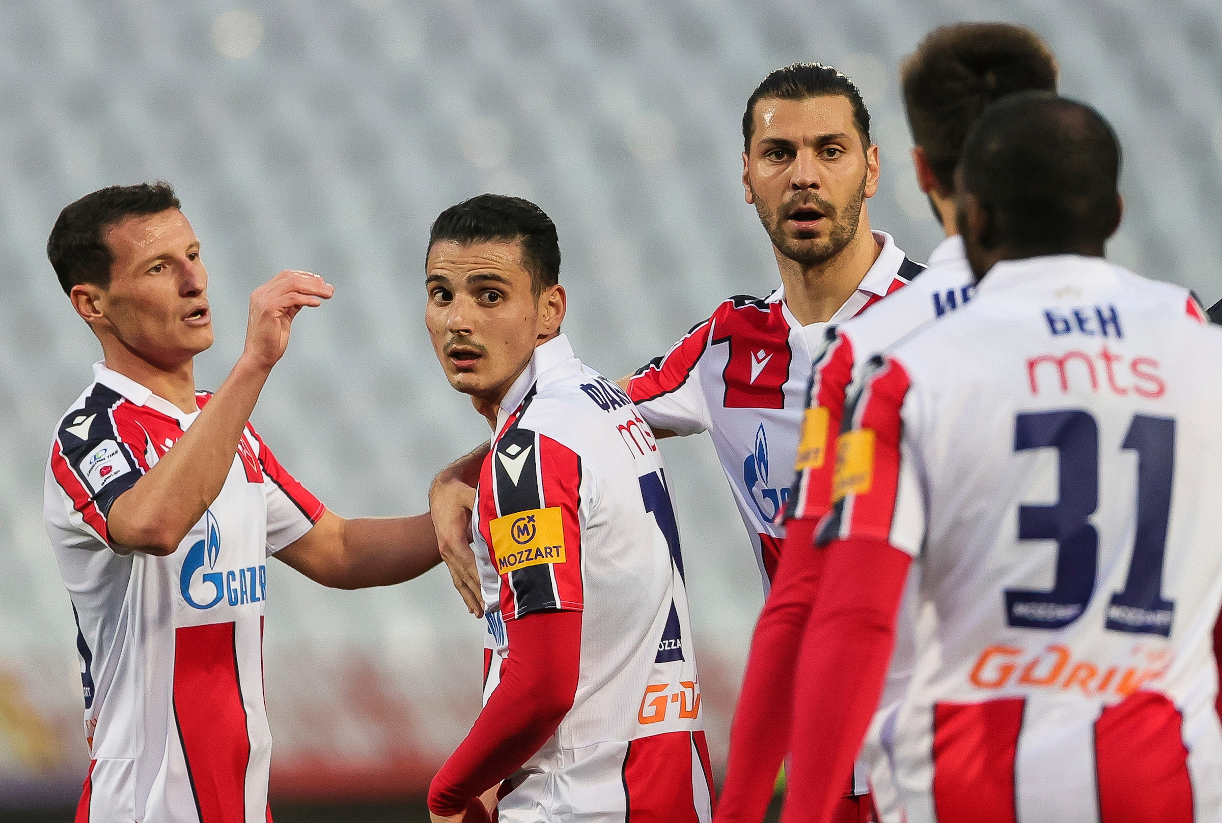 from left Slavoljub Srnic Filippo Falco Aleksandar Dragovic El Fardou Ben Nabouhane celebrate
Fudbal-Super League Season 2021/2022
Crvena Zvezda v Spartak
Beograd, 28.11.2021.
foto: Srdjan StevanovicStarsportphoto ©