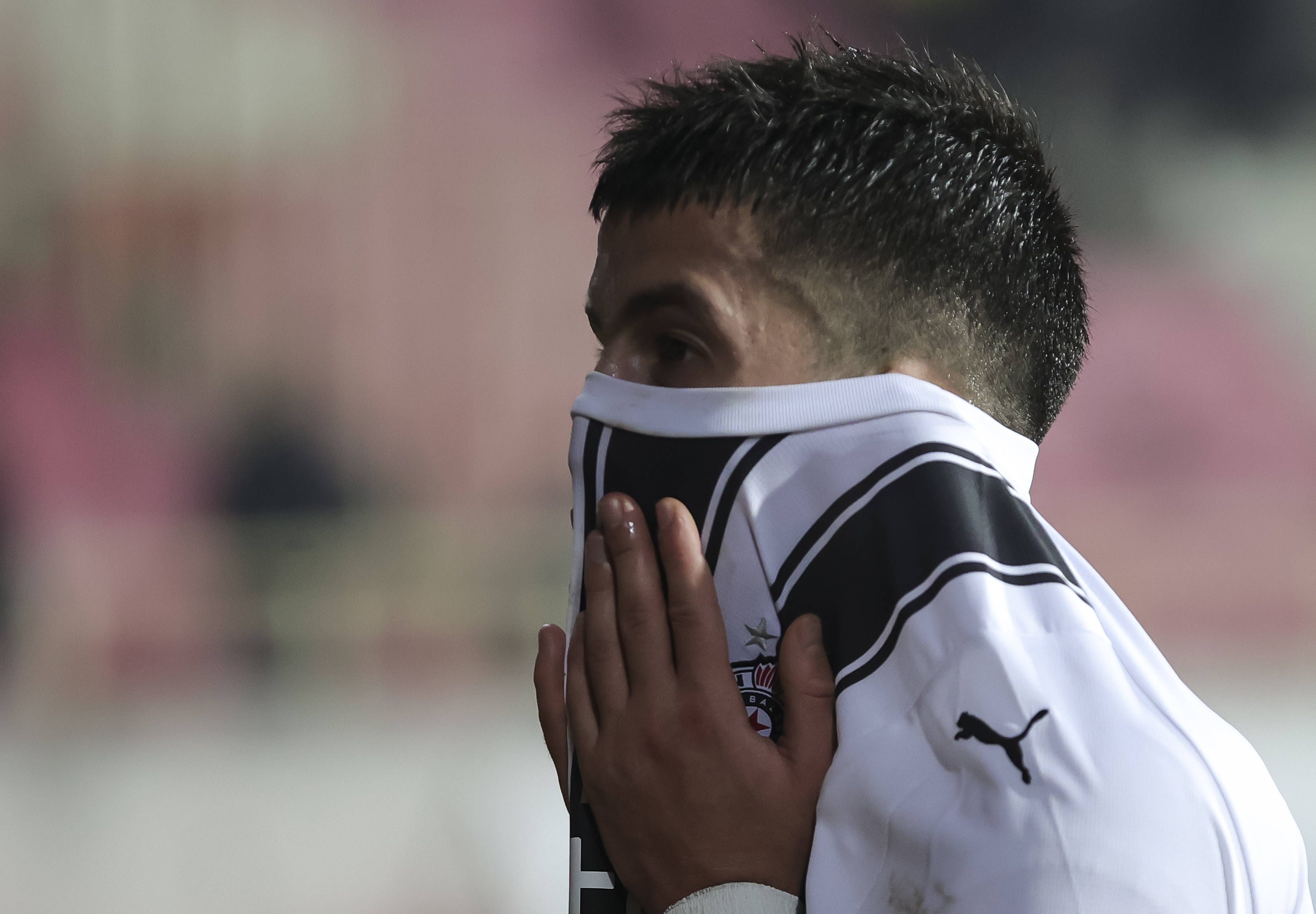 Mihajlo Ilic looks dejected during the Mozzart Super Liga Season 2023/2024 match between Radnicki Nis and Partizan at stadium Cair on December 11, 2023 in Nis, Serbia. (Photo by Srdjan Stevanovic/Starsport.rs ©)