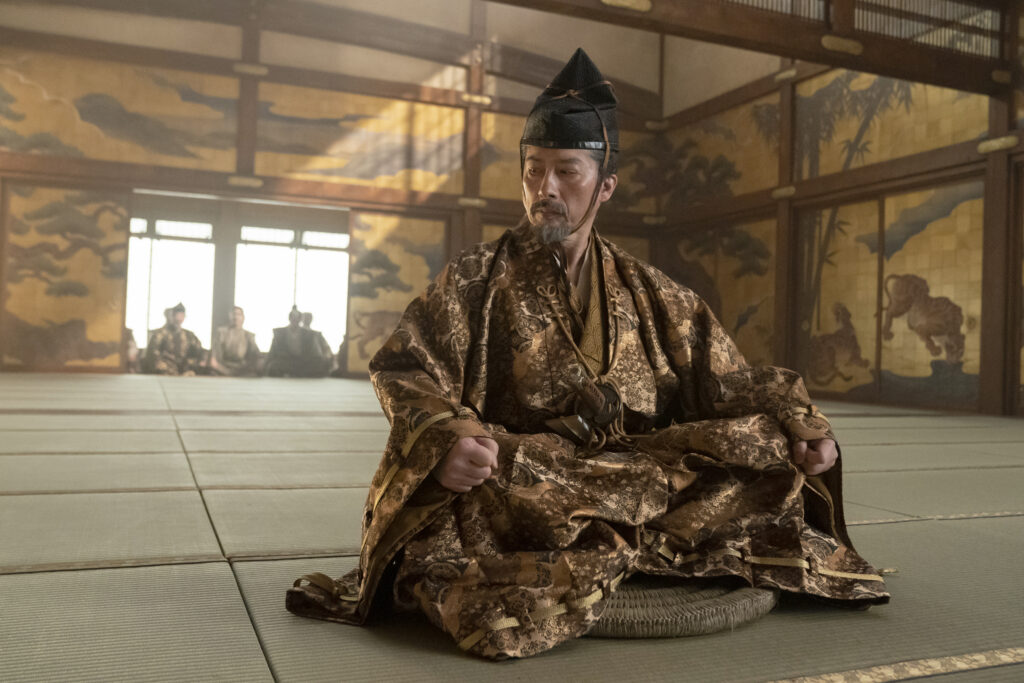 This image released by FX shows Hiroyuki Sanada in a scene from "Shogun." (Katie Yu/FX via AP)