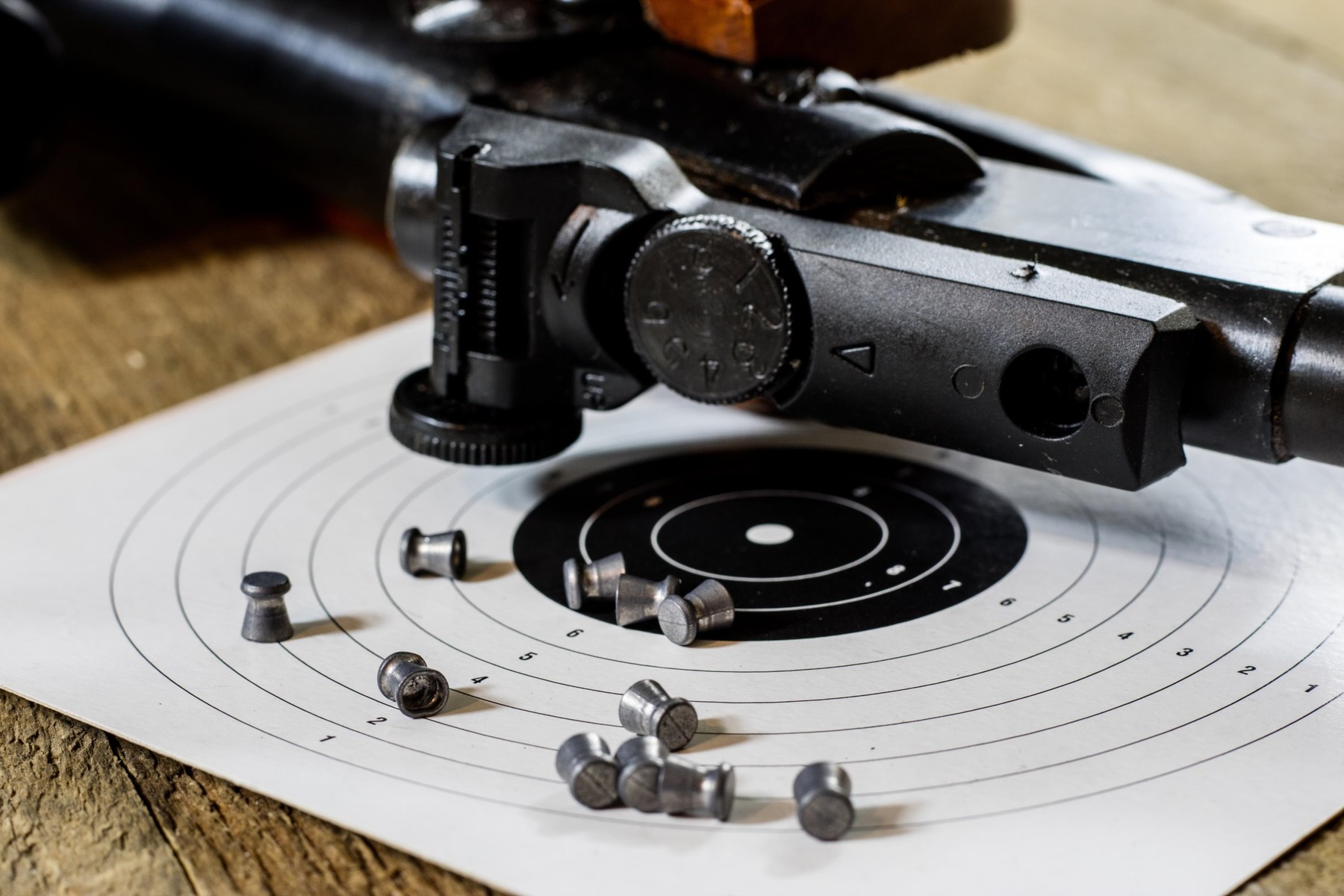shooting, pneumatic weapon with shield and shotgun at the shooting range