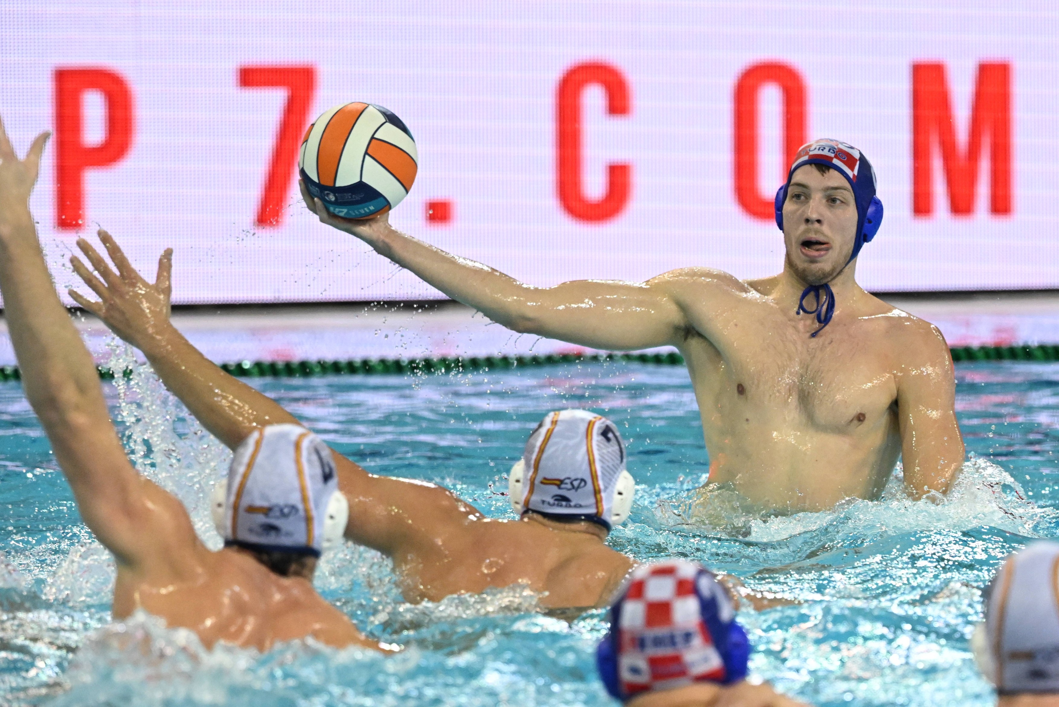 Dubrovnik, Croatia, 040124. European Water polo, Wasserball Championship 2024. Preliminary round, group A. Spain - Croat