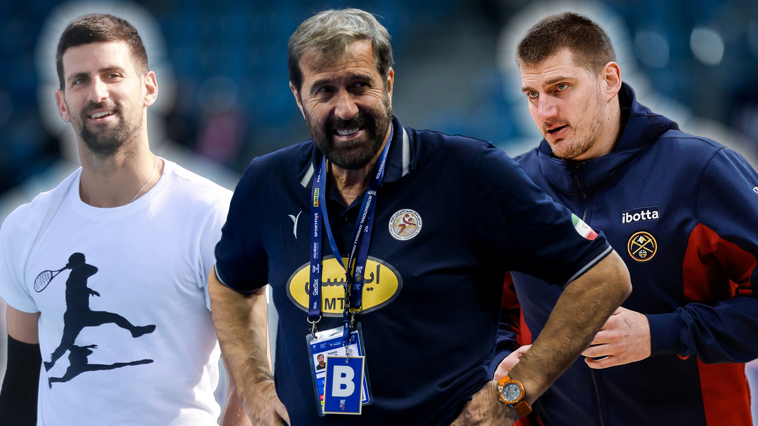 Novak Đoković, Veselin Vujović i Nikola Jokić, kombo Foto: Laurent THEOPHILE / Panoramic / Panoramic / BACKGRID / Backgrid UK / USA TODAY Sports / ddp USA / Profimedia