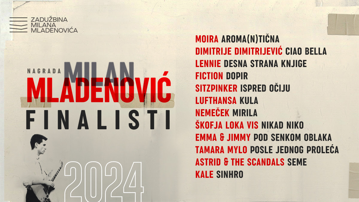 Poznati FINALISTI Nagrade Milan Mladenović 2024