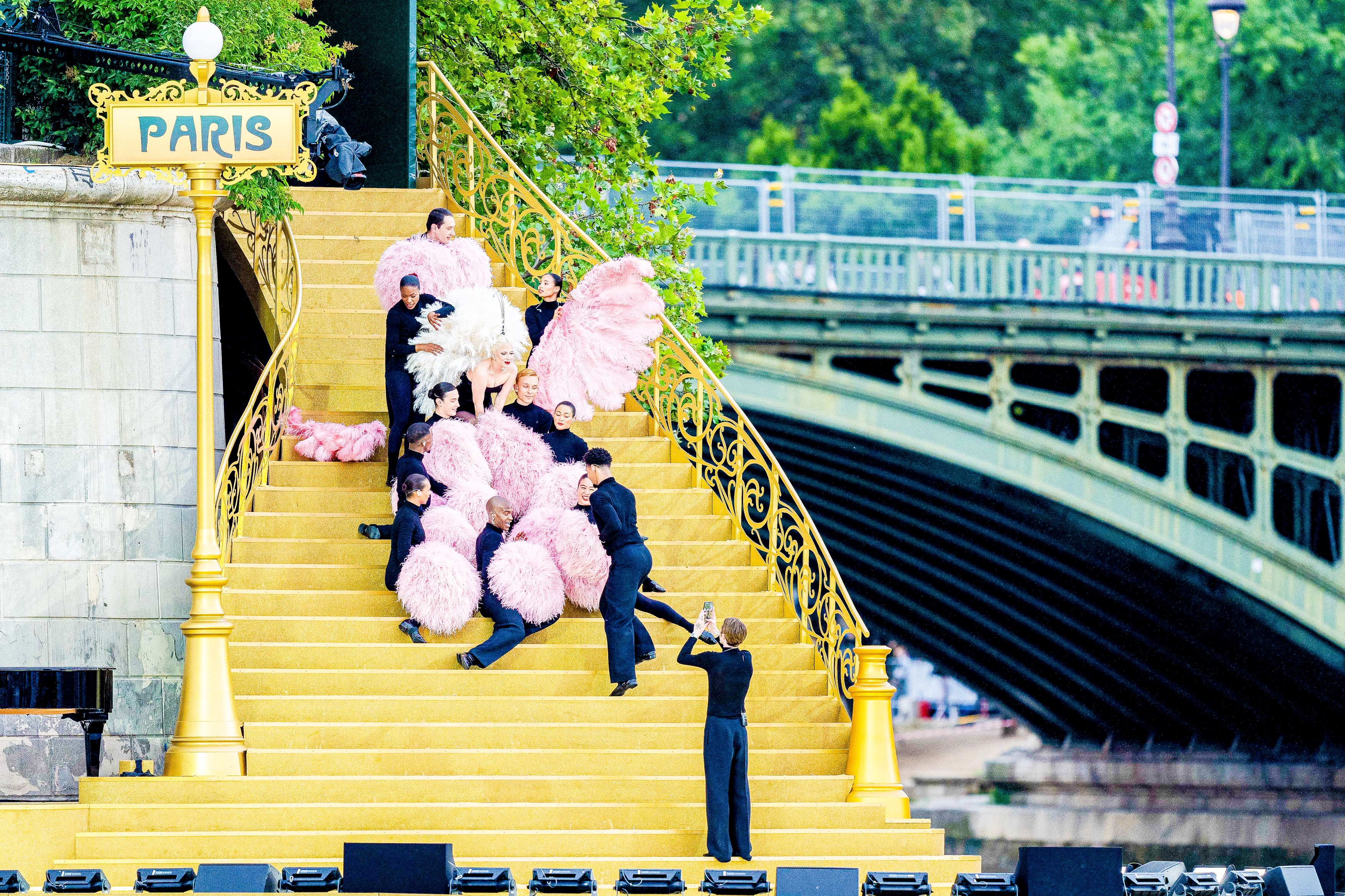 Lady Gaga en répétition de l’ouverture des jeux Olympiques (JO) de Paris 2024 sur la Seine à Paris