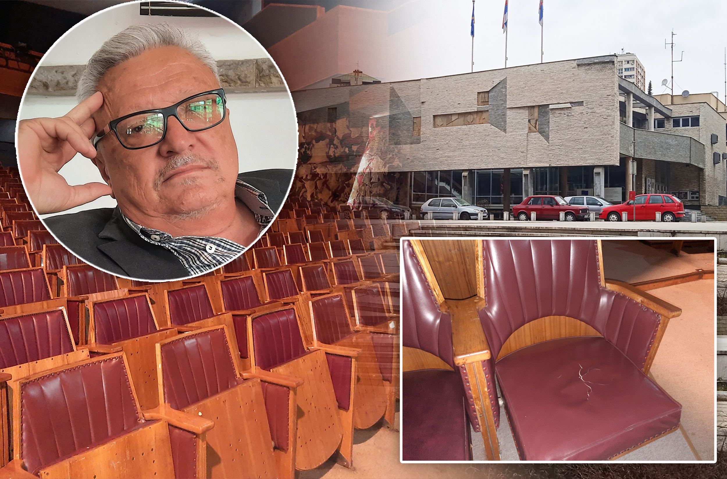 Polomljeno sedište u i Zorana Stamatovića, Narodno pozorište Užice, foto Slavica Panić