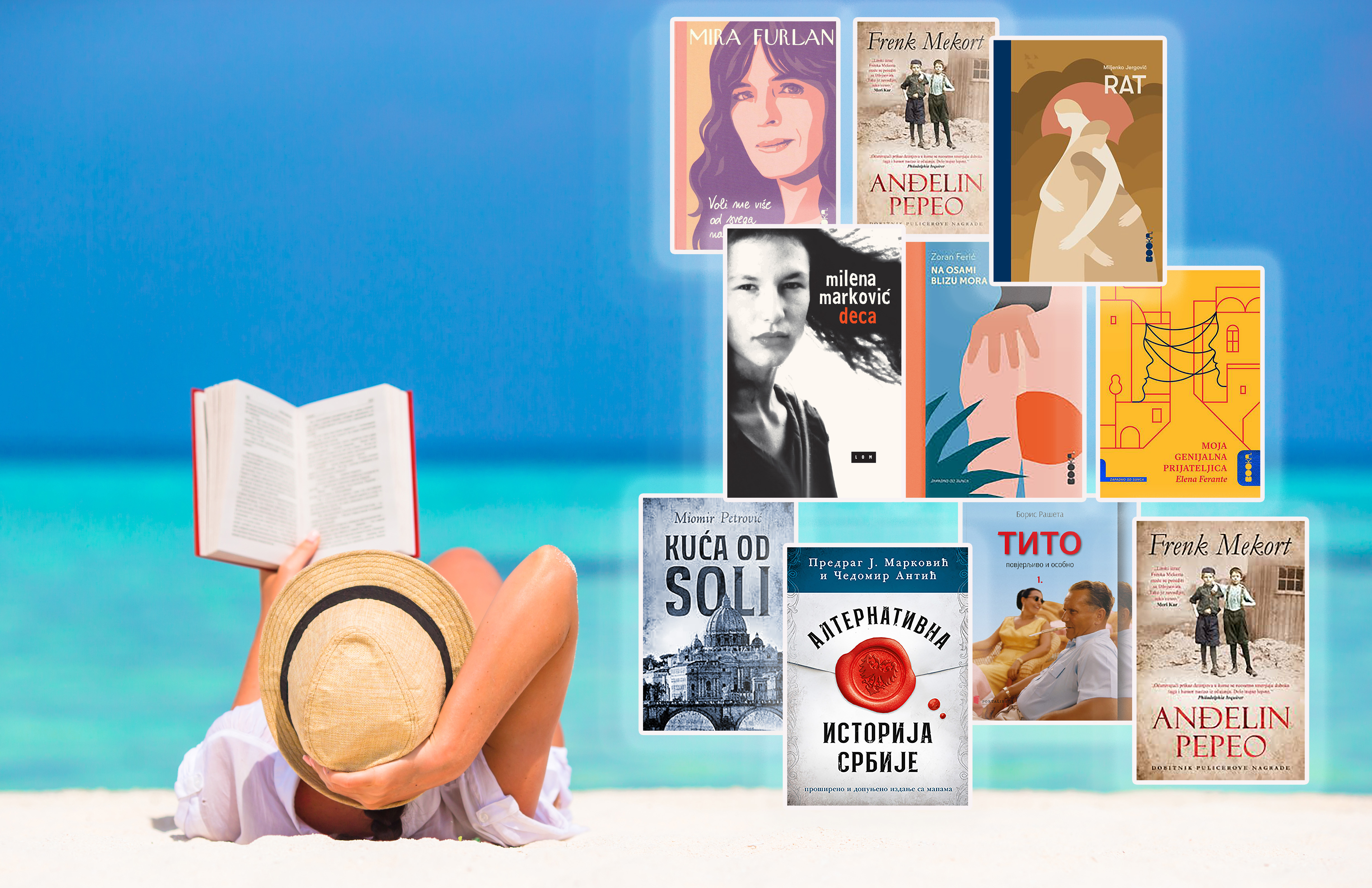 Young,Woman,Reading,Book,During,Tropical,White,Beach