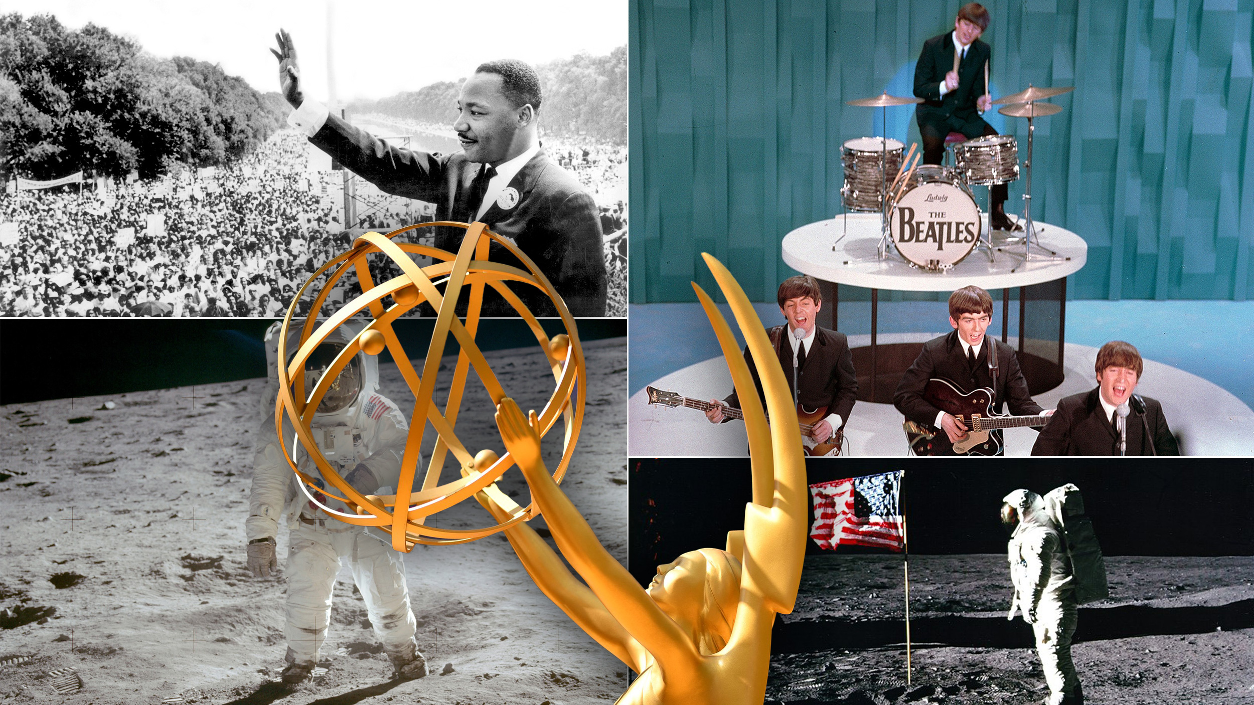 Sletanje na Mesec, Bitlsi, govor Martin luther Kingsa  među 75 najvećih trenutaka TV-a  Emi