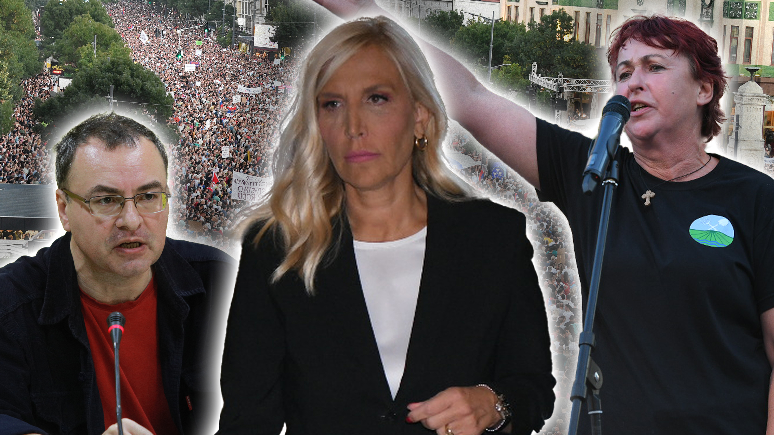 Jovo Bakić, Maja  Popović, Ljiljana Bralović, kombo
Beograd 10. avgust 2024. Protest protiv rudarenja litijuma i projekta "Jadar" kompanije "Rio Tinto" u Beogradu, na Terazijama Foto:Vladislav Mitić/Nova.rs