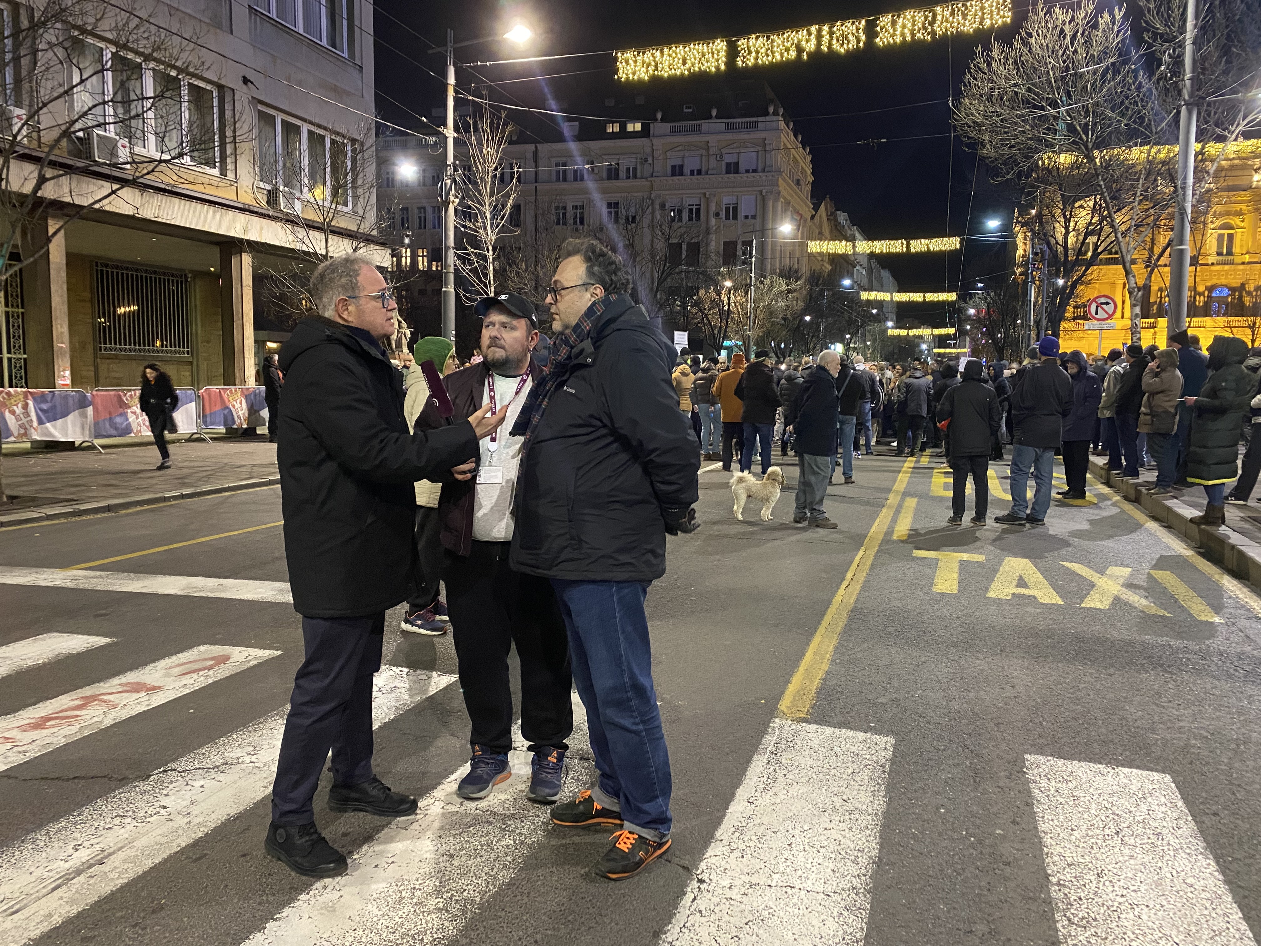 Zoran Lutovac, Marko Vidojković i Nenad Kulačin. RIK, protest Foto: Nova.rs