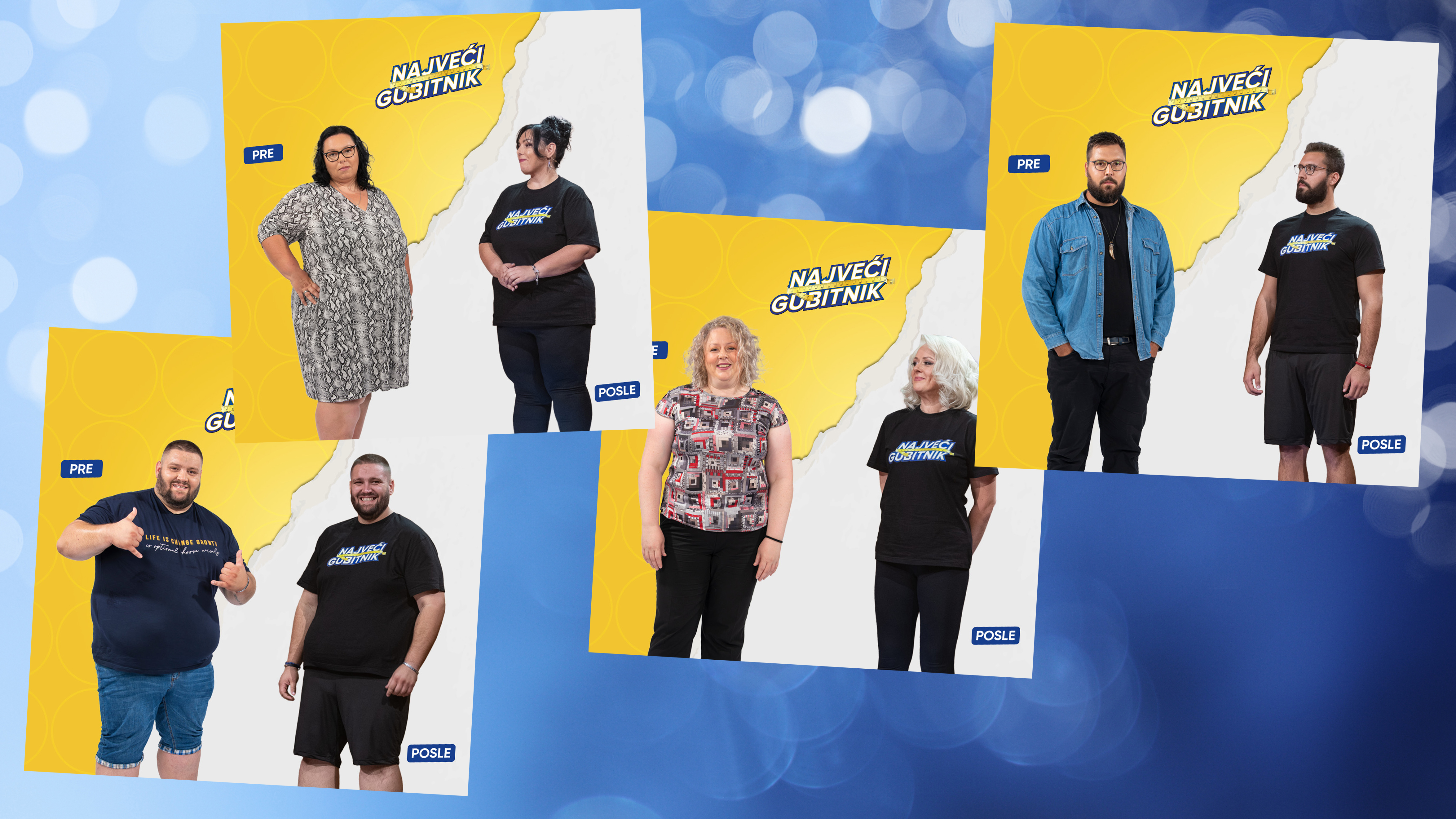 najveci gubitnik kombo Lights on blue background.