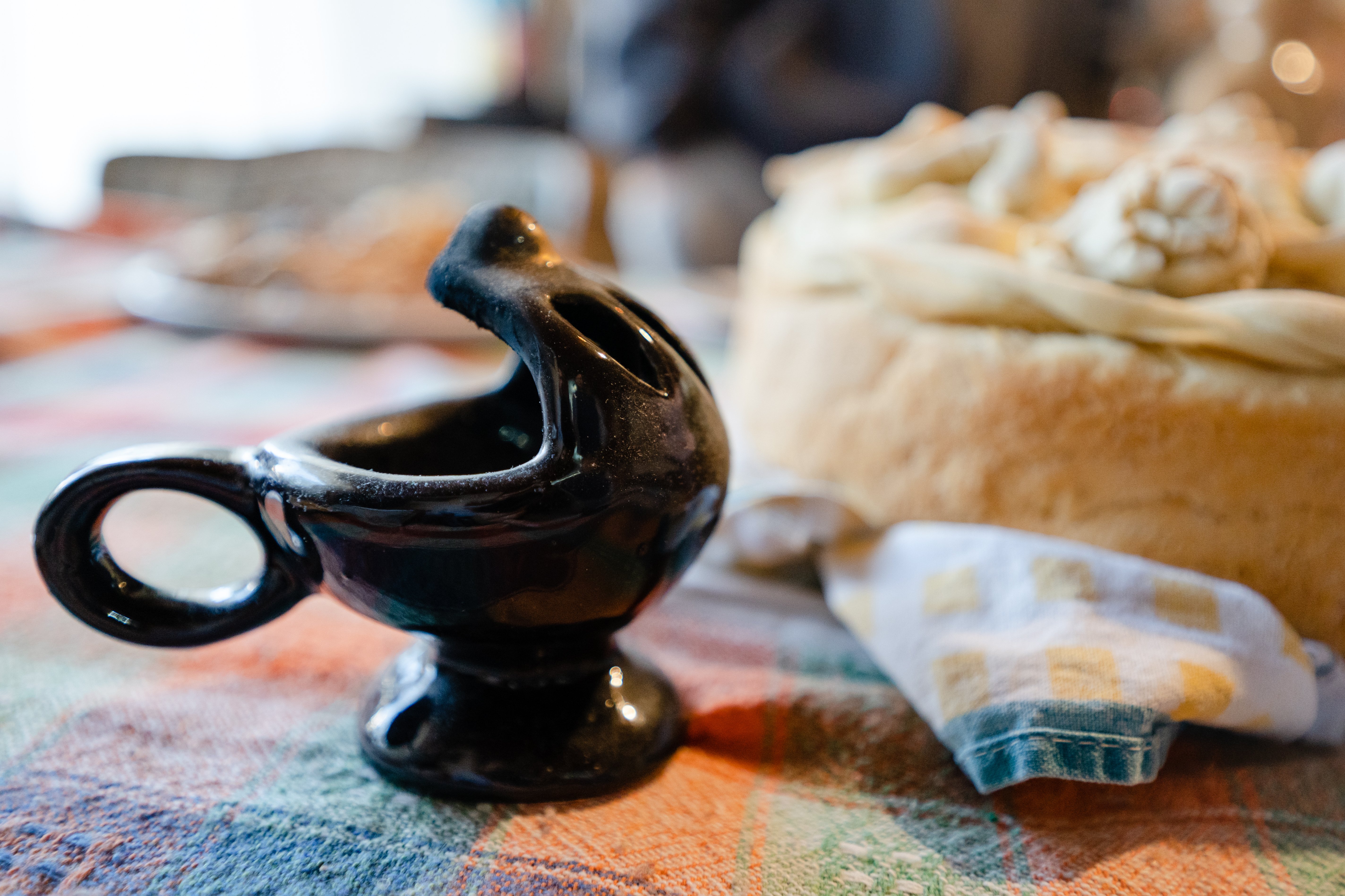 Close,Up,On,Smoking,Censer,By,The,Table,In,Front