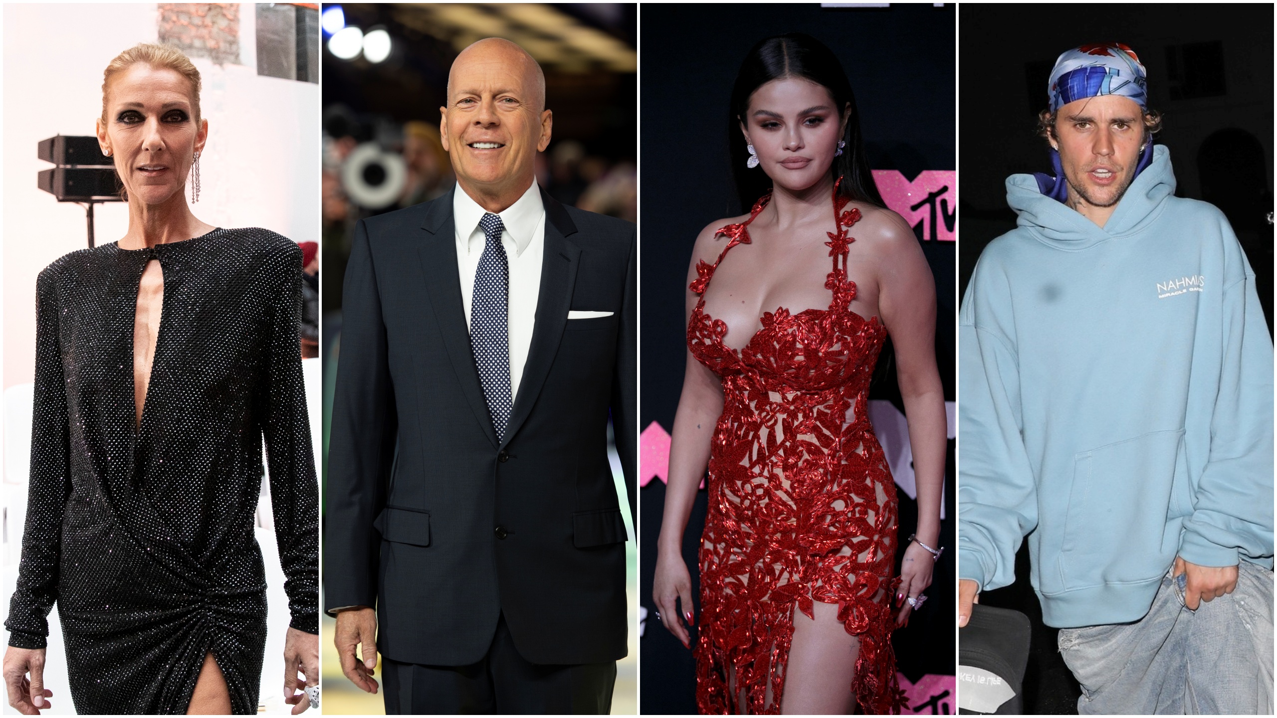 Selin Dion, Brus Vilis, Selena Gomez, Džastin Biber, kombo Foto: EPA-EFE/ETIENNE LAURENT/WILL OLIVER/SARAH YENESEL/The Hollywood Curtain / BACKGRID / Backgrid USA / Profimedia
