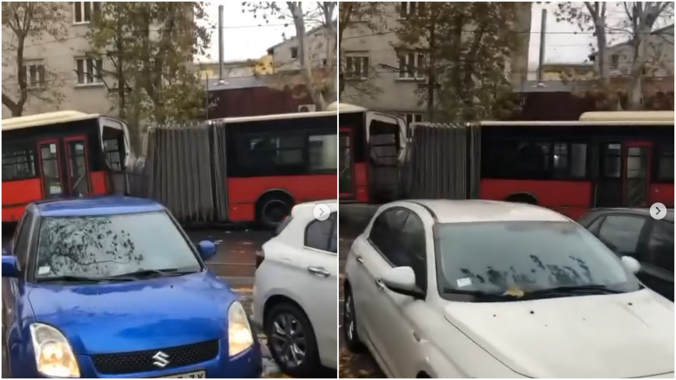 Autobus, kod Mašinskog fakulteta, kombo, prepolovljen autobus Foto: Printscreen/Instagram/moj_beo_grad_