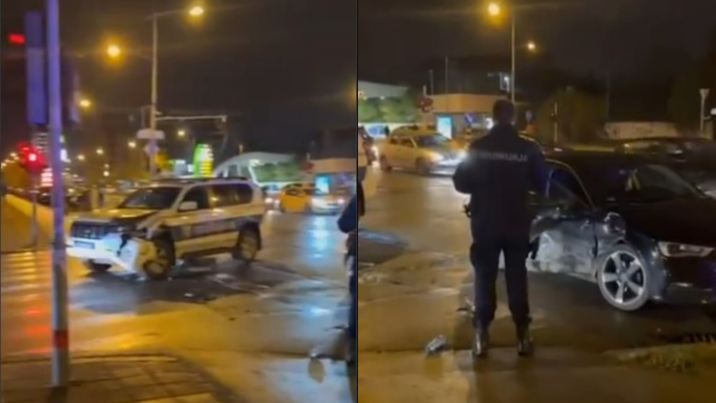 Sudar policijskog automobila i civilnog vozila na Detelinari u Novom Sadu. Pripadnici policije krenuli su na intervenciju, ali im je vozač crnog Audija oduzeo prednost.