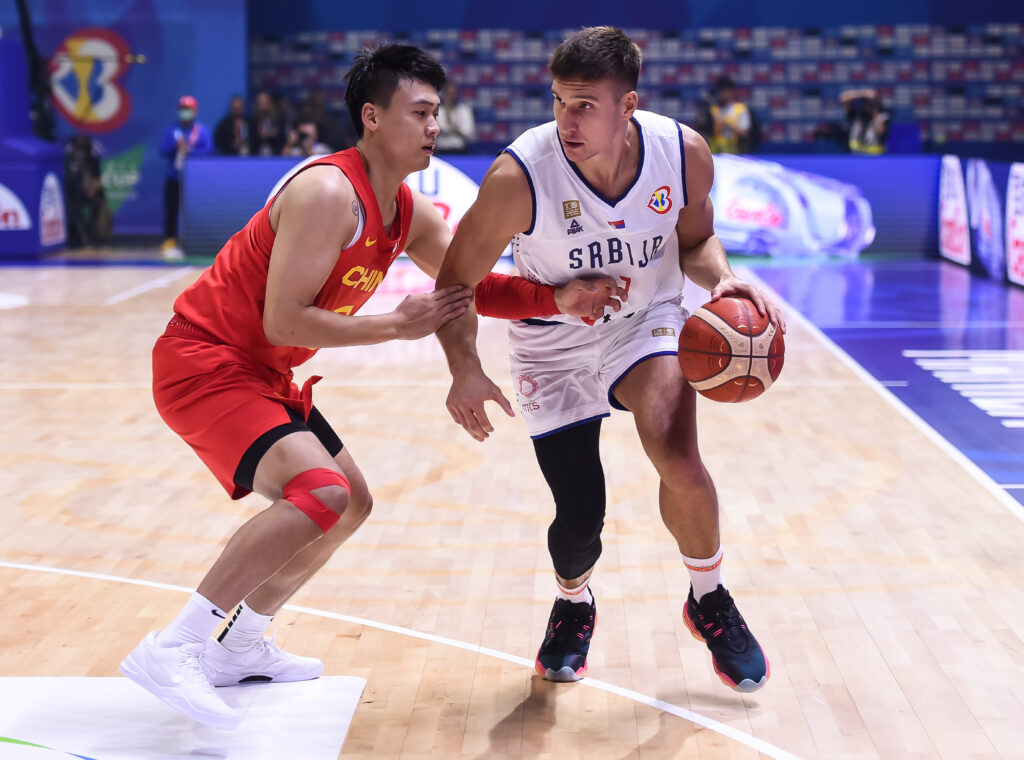 during the FIBA World Cup 2023 Group B match between Srbija and Kina at Araneta Coliseum on August 26, 2023 in Manila, Philippines. (Photo by Joaqui Flores/Starsport.rs ©)