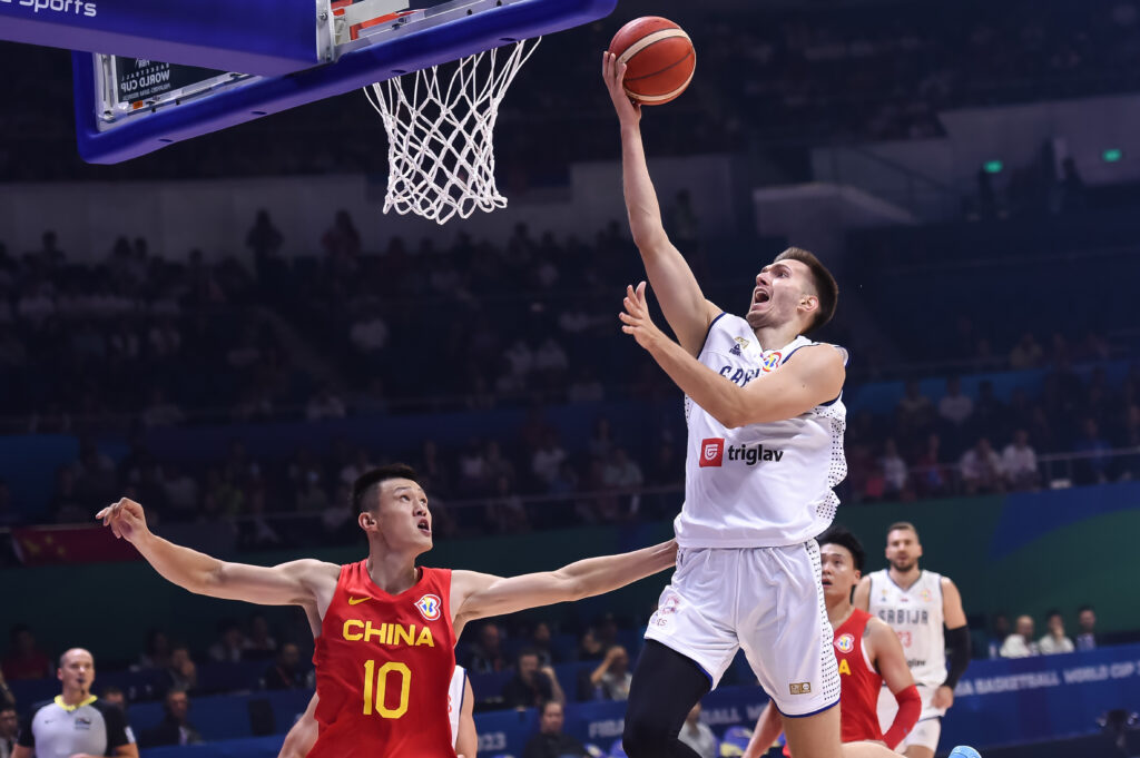 during the FIBA World Cup 2023 Group B match between Srbija and Kina at Araneta Coliseum on August 26, 2023 in Manila, Philippines. (Photo by Joaqui Flores/Starsport.rs ©)
