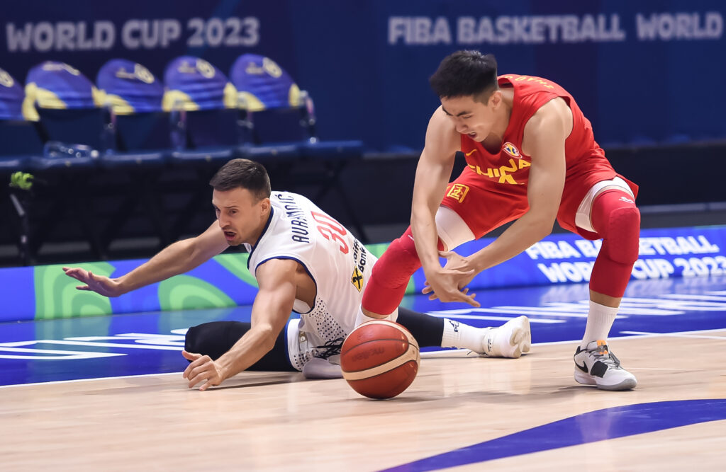 during the FIBA World Cup 2023 Group B match between Srbija and Kina at Araneta Coliseum on August 26, 2023 in Manila, Philippines. (Photo by Joaqui Flores/Starsport.rs ©)
