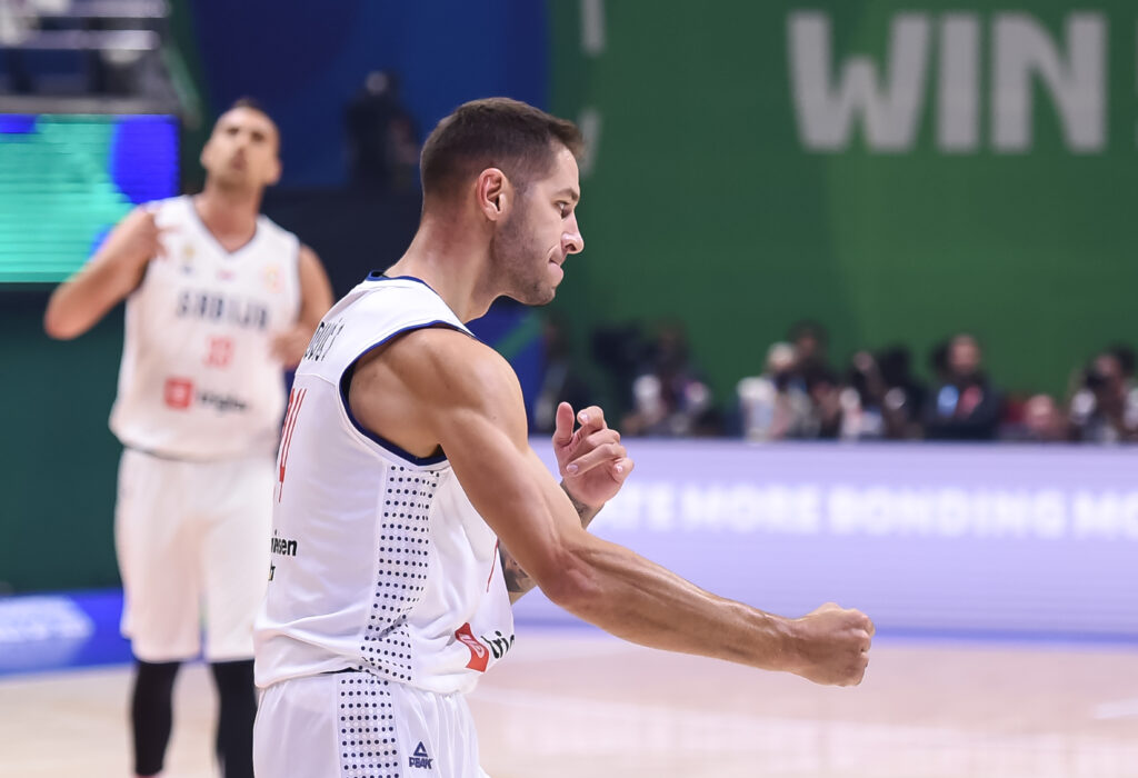 during the FIBA World Cup 2023 Group B match between Srbija and Kina at Araneta Coliseum on August 26, 2023 in Manila, Philippines. (Photo by Joaqui Flores/Starsport.rs ©)
