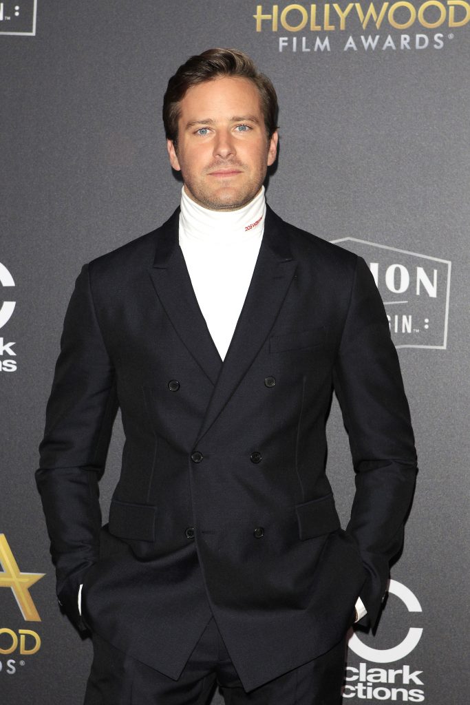 epa07142213 US actor Armie Hammer arriving for the 22nd Annual Hollywood Film Awards at the Beverly Hilton Hotel in Beverly Hills, California, USA, 04 November 2018.  EPA-EFE/NINA PROMMER