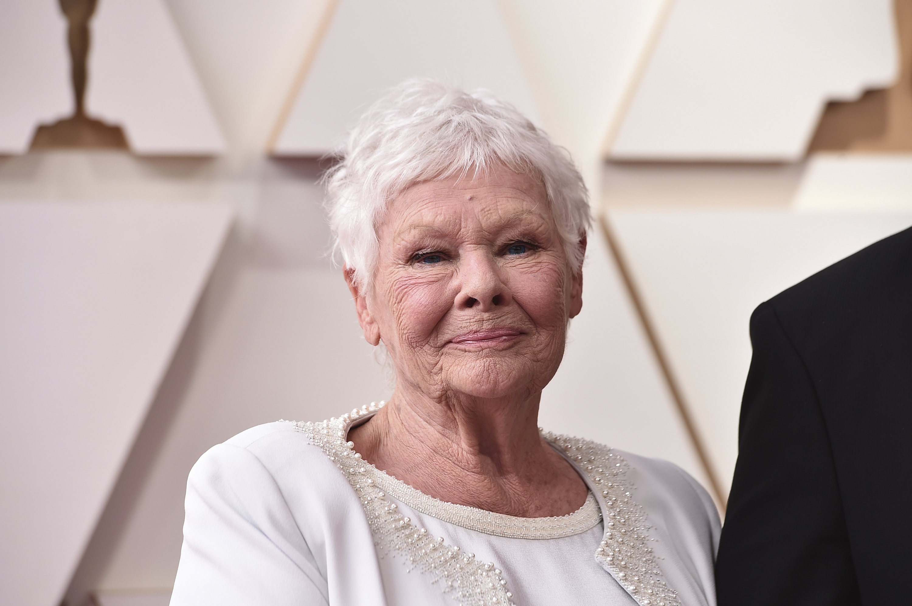 Judi Dench arrives at the Oscars on Sunday, March 27, 2022, at the Dolby Theatre in Los Angeles. (Photo by Jordan Strauss/Invision/AP)