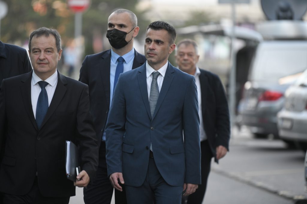 Beograd 26. oktobar 2021. Ivica Dacic Djordjevic Milicevic Clanovi delegacije Socijalisticke partije Srbije, SPS, Socijalisticka partija Srbija, pregovori oko izbora, sastanak sa Srpskom naprednom strankom Foto:Dragan Mujan/Nova.rs