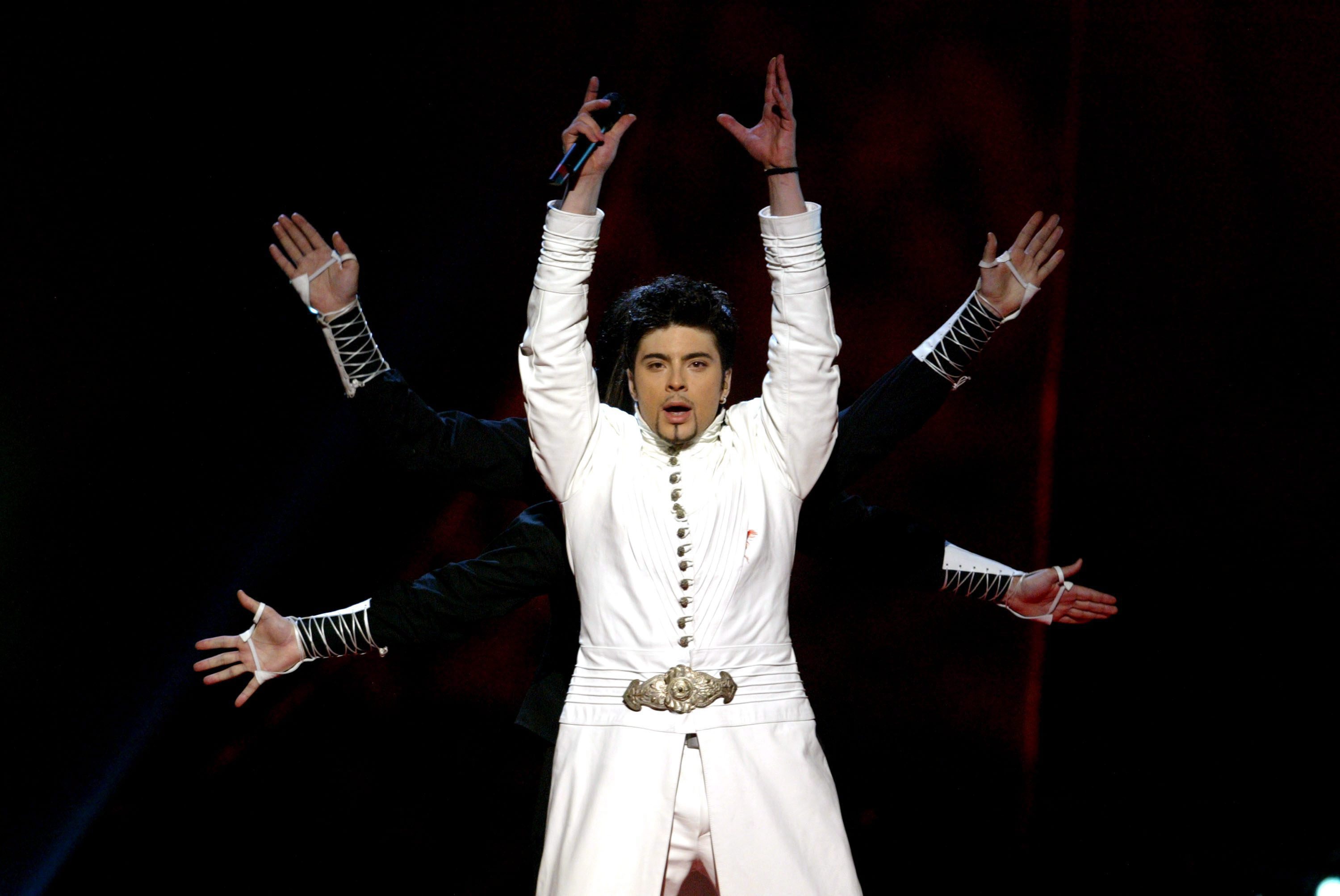 F.Y.R Macedonia's Tose Proeski performs during 49th Eurovision song contest in Istanbul