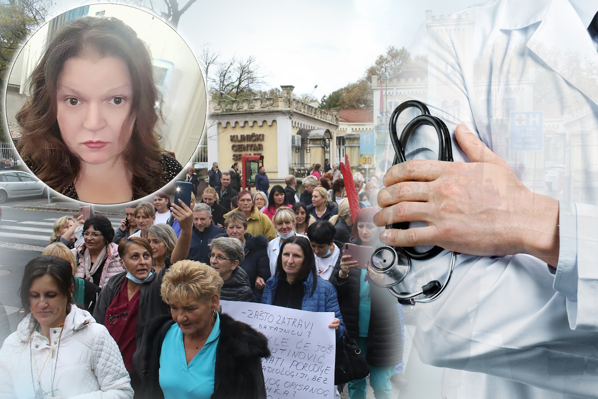 ko je doktorka koja će se boriti za prava lekara i farmaceuta
kaver: dr Gorica Đokić u fokusu, iza nje lekari u bolnicama, na protestima