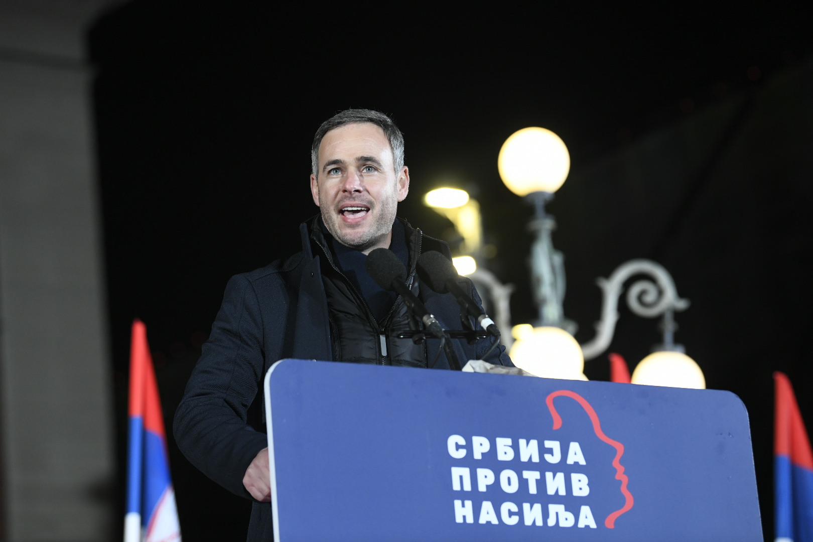 Beograd 12.12.2023. Miroslav Aleksić. Srbija protiv nasilaj, završna konvencija, završni miting, predizborni miting Foto: Amir Hamzagić/Nova.rs