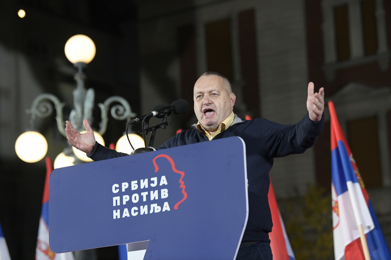 Beograd 12.12.2023.  Srđan Milivojević, Srdjan Milivojević. Srbija protiv nasilaj, završna konvencija, završni miting, predizborni miting Foto: Amir Hamzagić/Nova.rs