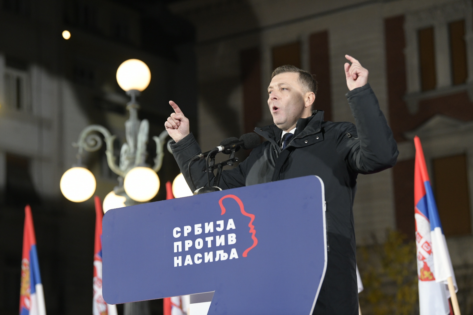 Beograd 12.12.2023.  Nebojša Zelenović. Srbija protiv nasilaj, završna konvencija, završni miting, predizborni miting Foto: Amir Hamzagić/Nova.rs