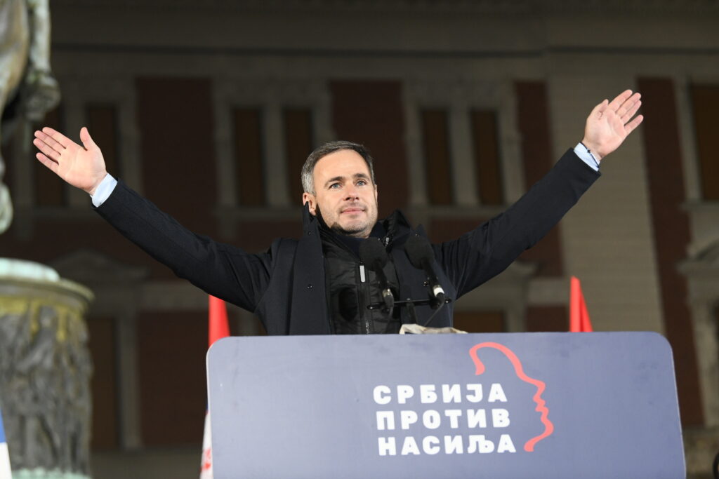Beograd 12.12.2023.  Miroslav Aleksić. Srbija protiv nasilaj, završna konvencija, završni miting, predizborni miting Foto: Amir Hamzagić/Nova.rs