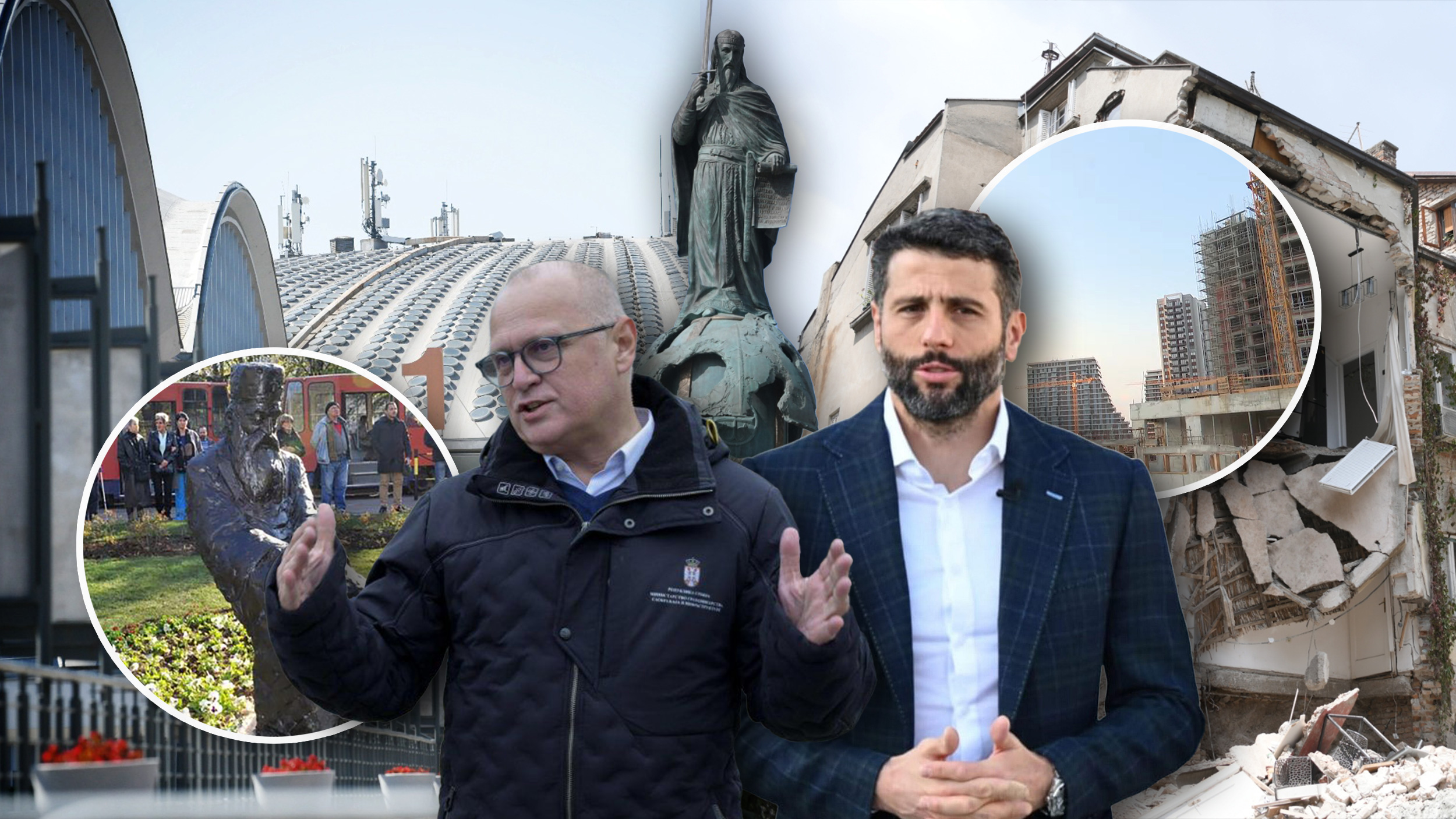 Beograd na vodi gradilištre, sajam, Vidovdanska rušenje, Spomenik patrijarhu Pavlu i Stefanu nemanji, Aleksandar Šapić i Goran Vesić