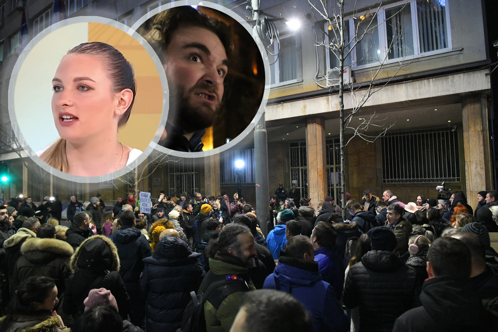 Beograd 19. decembar 2023. Protest opozicije Srbija protiv nasilja ispred zgrade Republičke izborne komisije RIK-a zbog kradje izbora Foto:Amir Hamzagić/Nova.rs