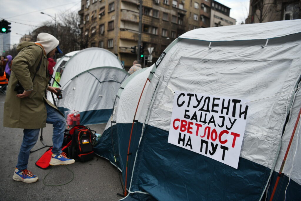 Beograd, 30.12.2023. Kneza Miloša,  Protest studenti. protest zbog izborne krađe, blokada ulice, 24 časovna blokada, dan 2 Foto: Vesna Lalić/Nova.rs
