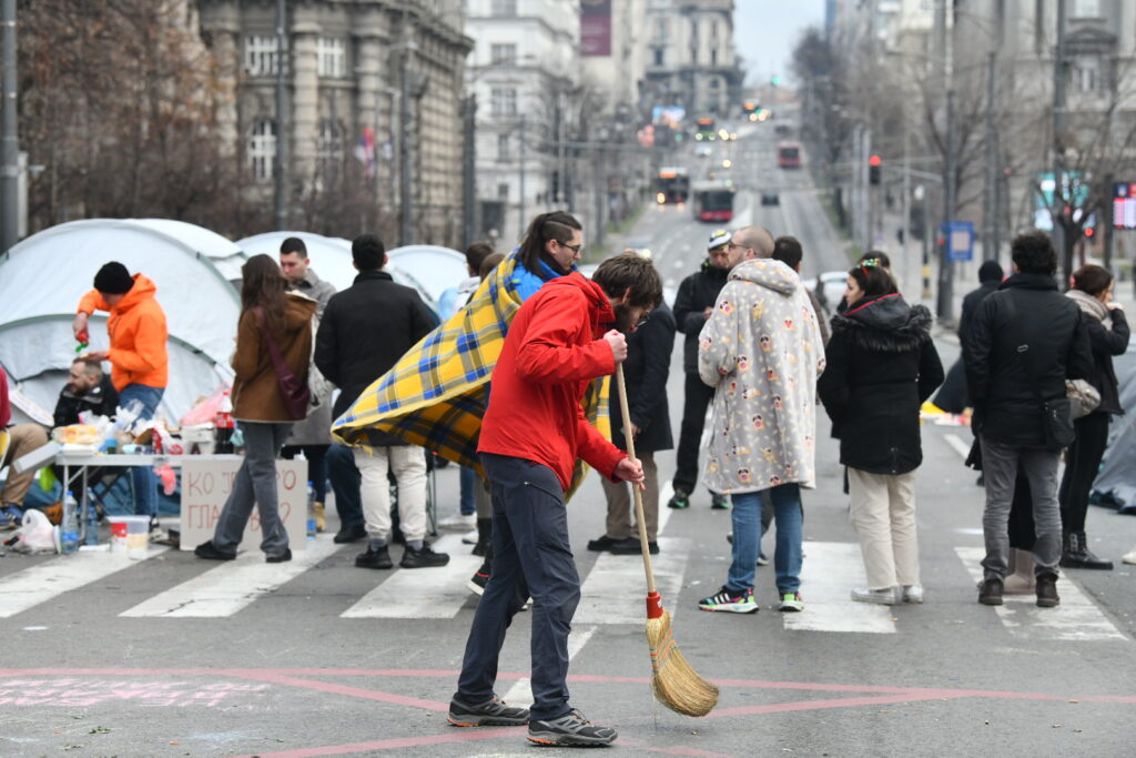 Beograd, 30.12.2023. Kneza Miloša,  Protest studenti. protest zbog izborne krađe, blokada ulice, 24 časovna blokada, dan 2 Foto: Vesna Lalić/Nova.rs