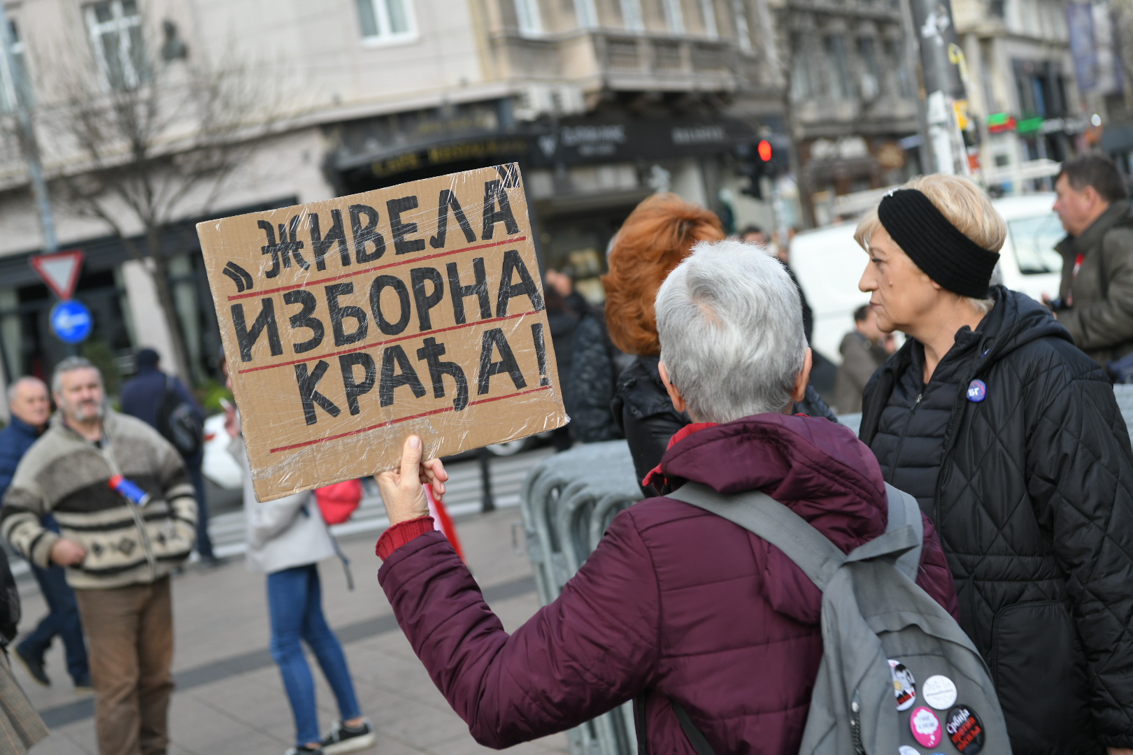 Beograd, 30.12.2023. Terazije, kod Terazijske česme, protest zbog izborne krađe, proglas Foto: Amir Hamzagić/Nova.rs