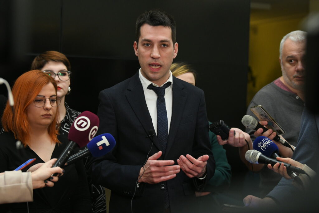Beograd 21. februar 2023. Skupstina grada Beograda, sednica, opozicija pred sednicu Foto:Vesna Lalić/Nova.rs