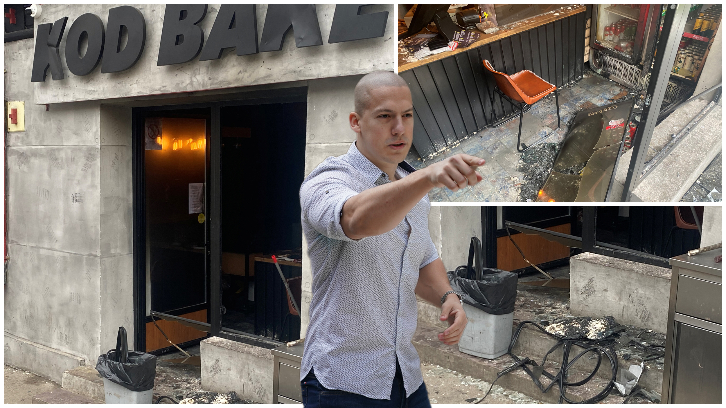 Lokal Bake praseta, kod bake, molotovljev koktel, razbijen kombo