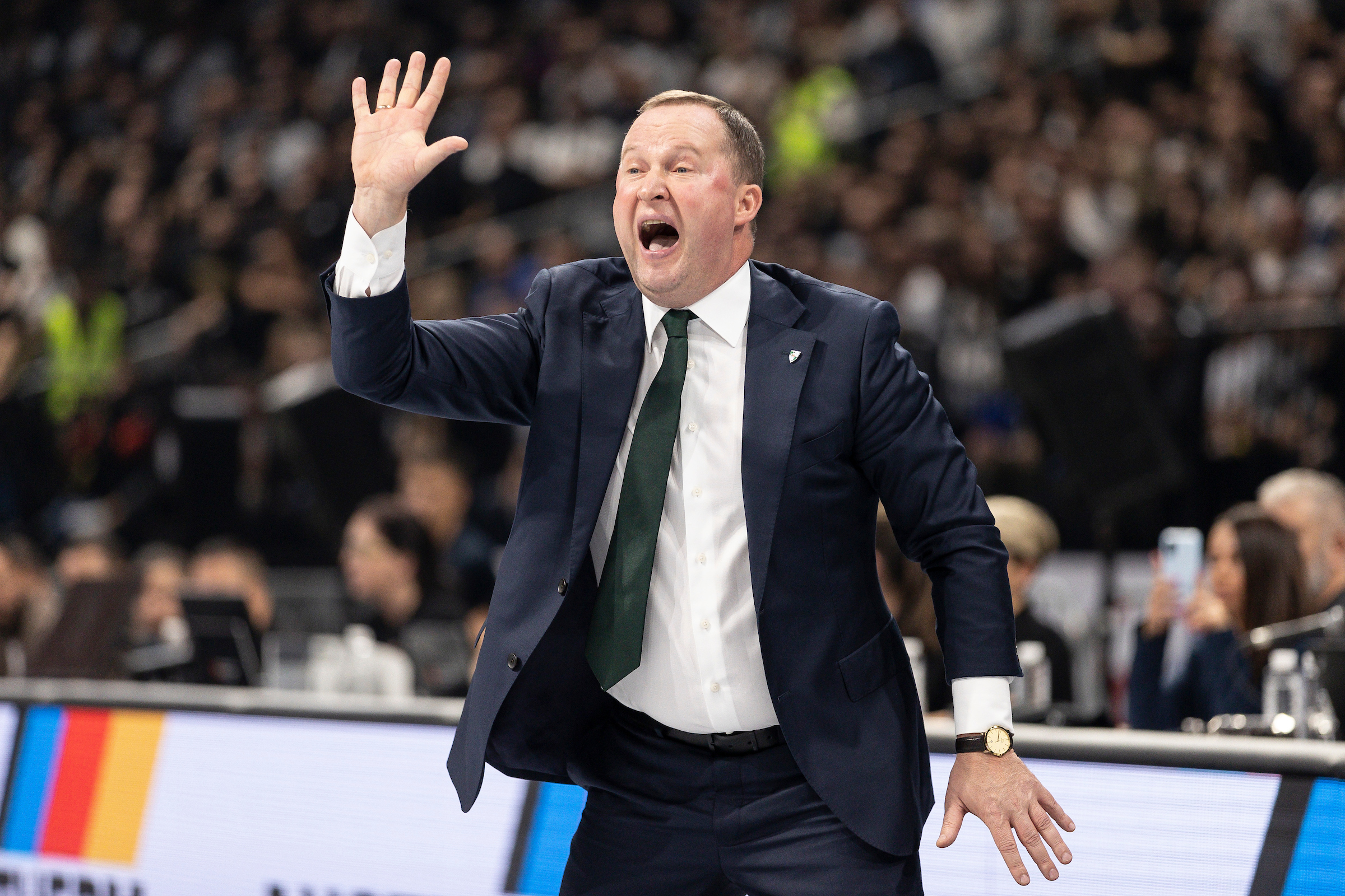 Head Coach of Zalgiris Kaunas during the Turkish Airlines EuroLeague match between Partizan Mozzart Bet Belgrade and Zalgiris Kaunas at Stark Arena on October 28, 2022 in Belgrade, Serbia. (Photo by Srdjan Stevanovic/Starsport.rs ©)