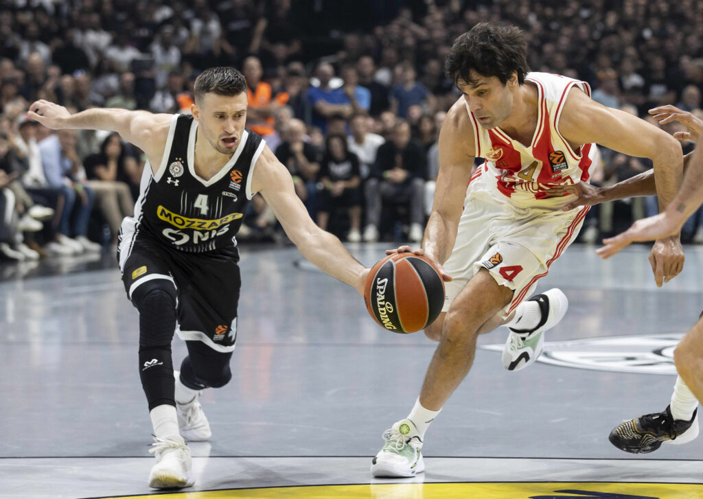 during the 2023/2024 Turkish Airlines EuroLeague match between Partizan Mozzart Bet Belgrade v Crvena Zvezda at Stark Arena on October 26, 2023 in Belgrade, Serbia. (Photo by Srdjan Stevanovic/Starsport.rs ©)