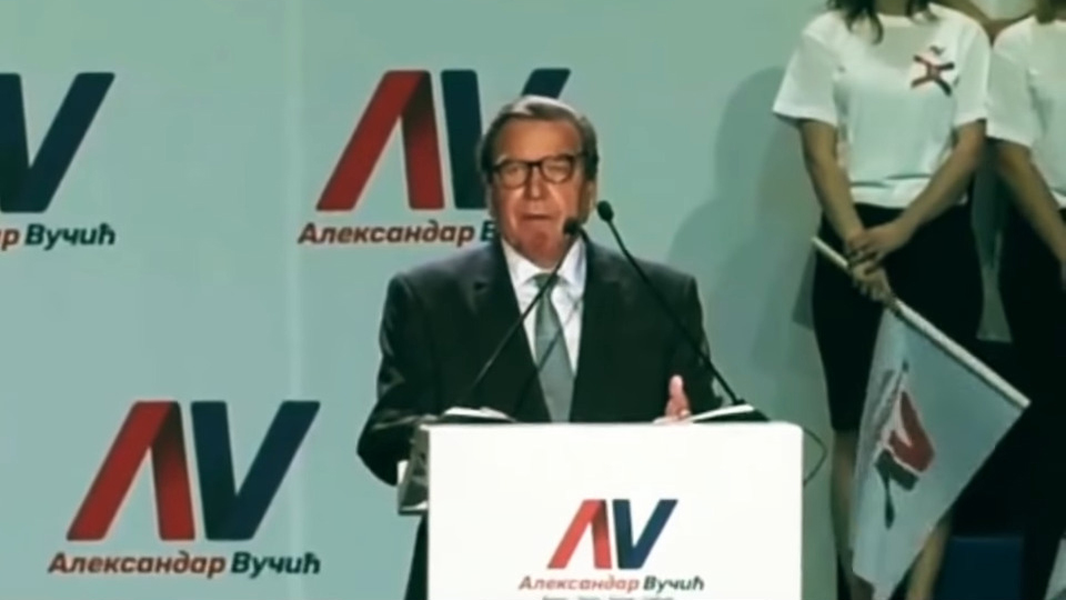 Gerhar Šreder na konvenciji SNS 2017. godine, SNS, konvencija Foto: Printscreen