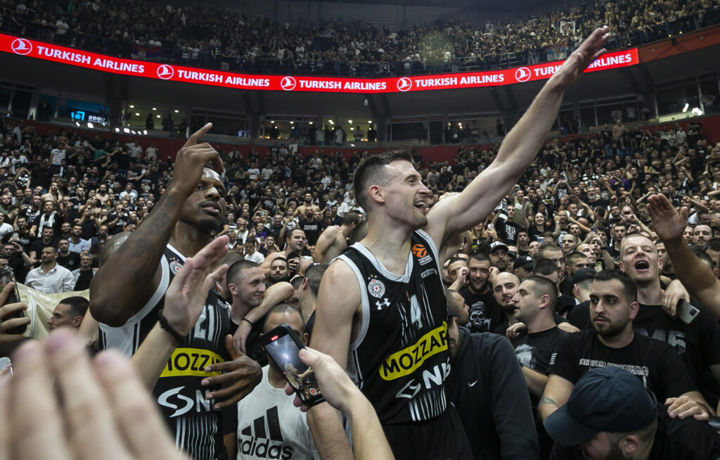 during the 2023/2024 Turkish Airlines EuroLeague match between Partizan Mozzart Bet Belgrade v Crvena Zvezda at Stark Arena on October 26, 2023 in Belgrade, Serbia. (Photo by Srdjan Stevanovic/Starsport.rs ©)