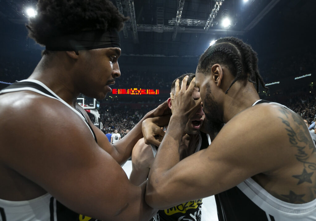 during the 2023/2024 Turkish Airlines EuroLeague match between Partizan Mozzart Bet Belgrade v Crvena Zvezda at Stark Arena on October 26, 2023 in Belgrade, Serbia. (Photo by Srdjan Stevanovic/Starsport.rs ©)