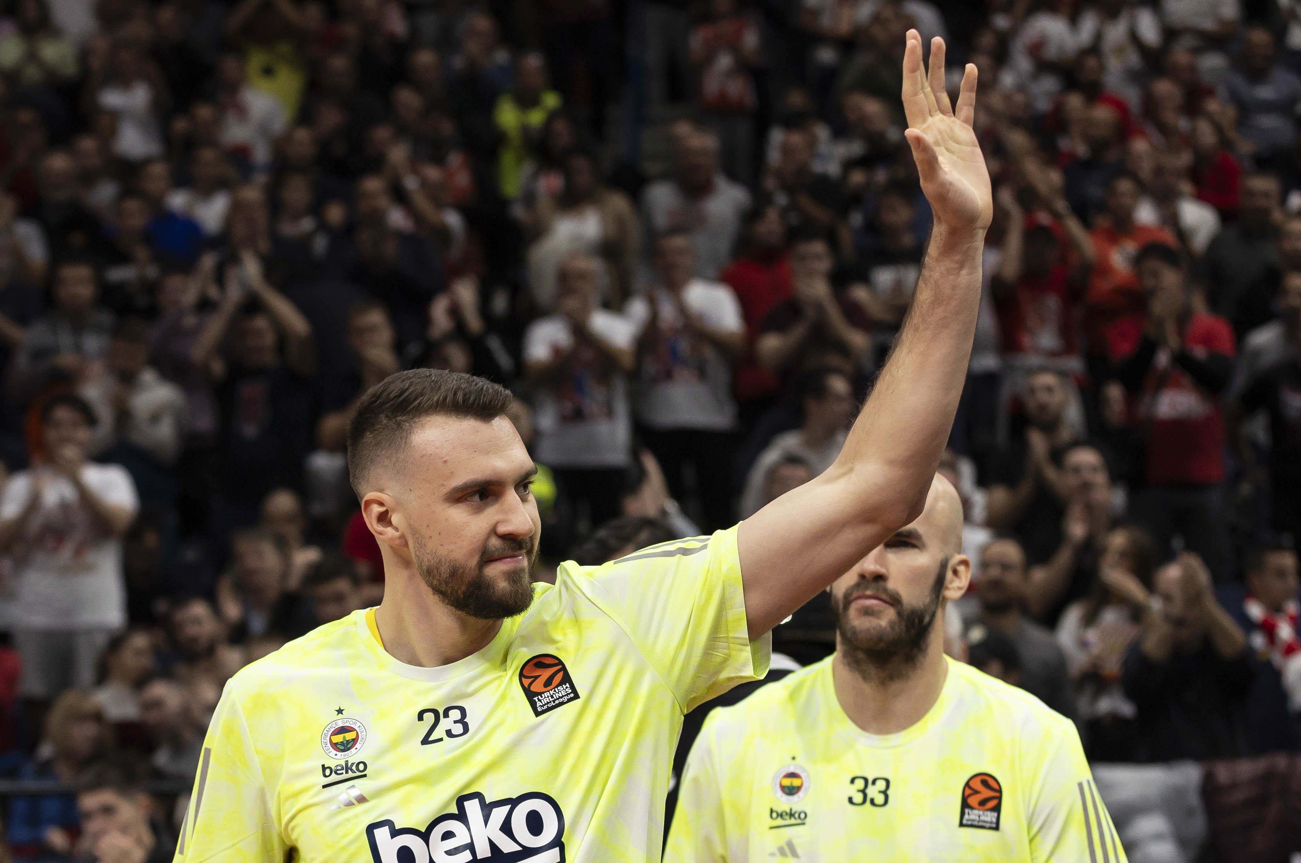during the 2023/2024 Turkish Airlines EuroLeague match between Crvena Zvezda and Fenerbahce Istanbul at Stark Arena on November 14, 2023 in Belgrade, Serbia. (Photo by Srdjan Stevanovic/Starsport.rs ©)