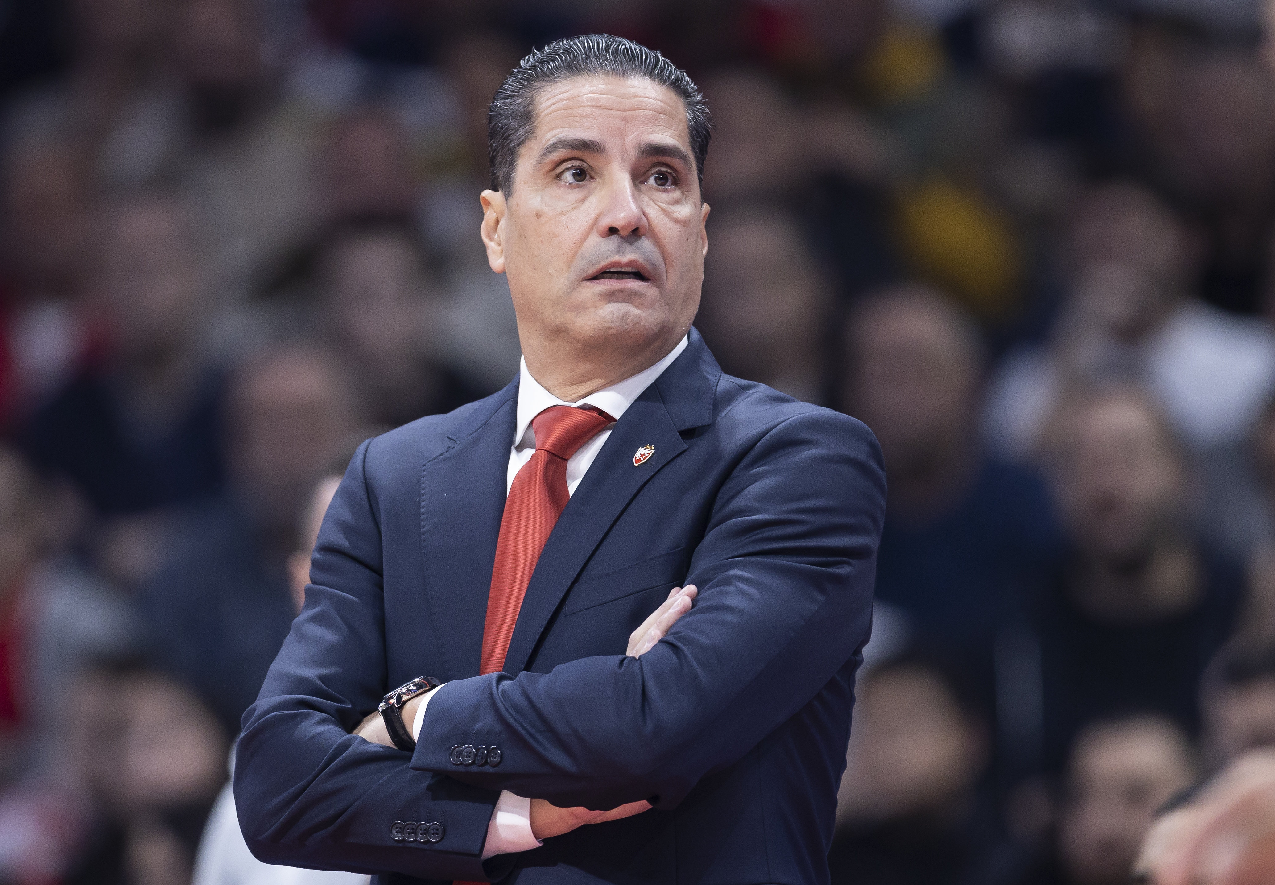 during the 2023/2024 Turkish Airlines EuroLeague match between Crvena Zvezda and Armani Milan at Stark Arena on November 24, 2023 in Belgrade, Serbia. (Photo by Srdjan Stevanovic/Starsport.rs ©)