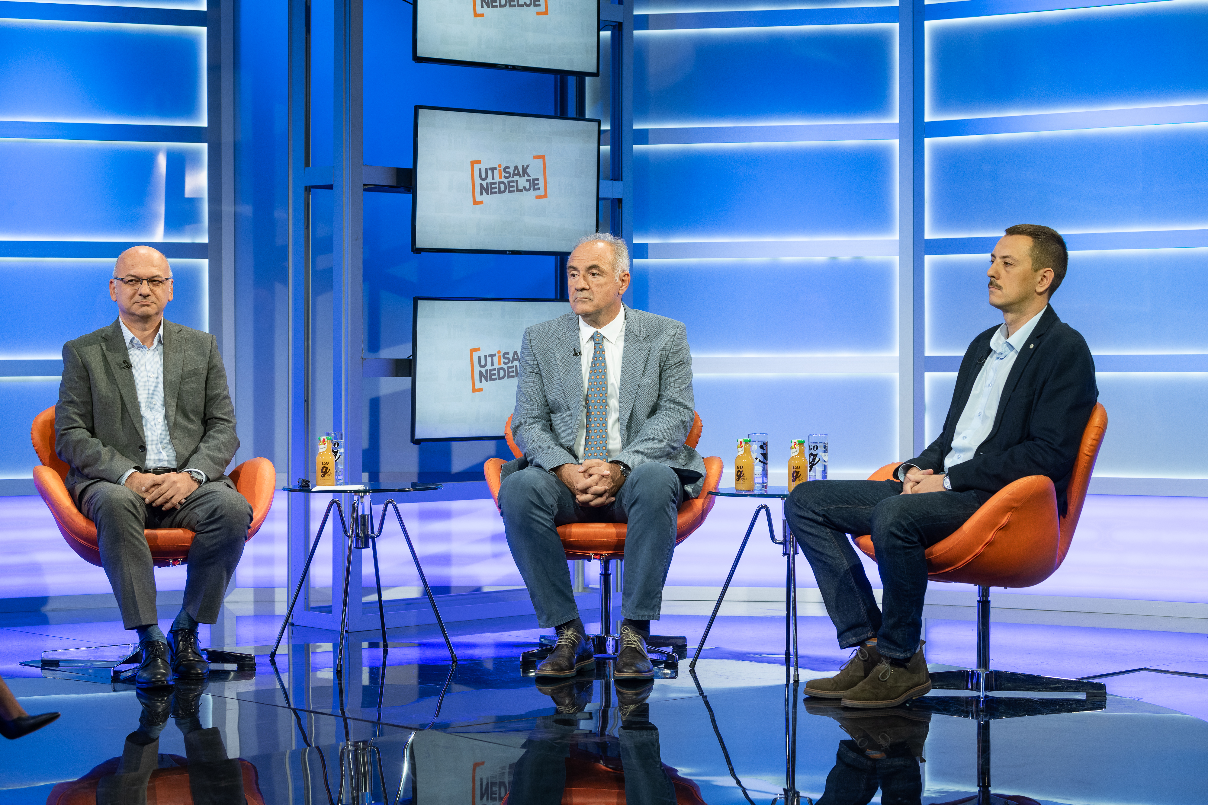 Beograd 24.09.2023. Dejan Jović, Milo Lompar i Bogda Živković. Emisija Utisak nedelje Foto: Ivan Dinić/Nova.rs