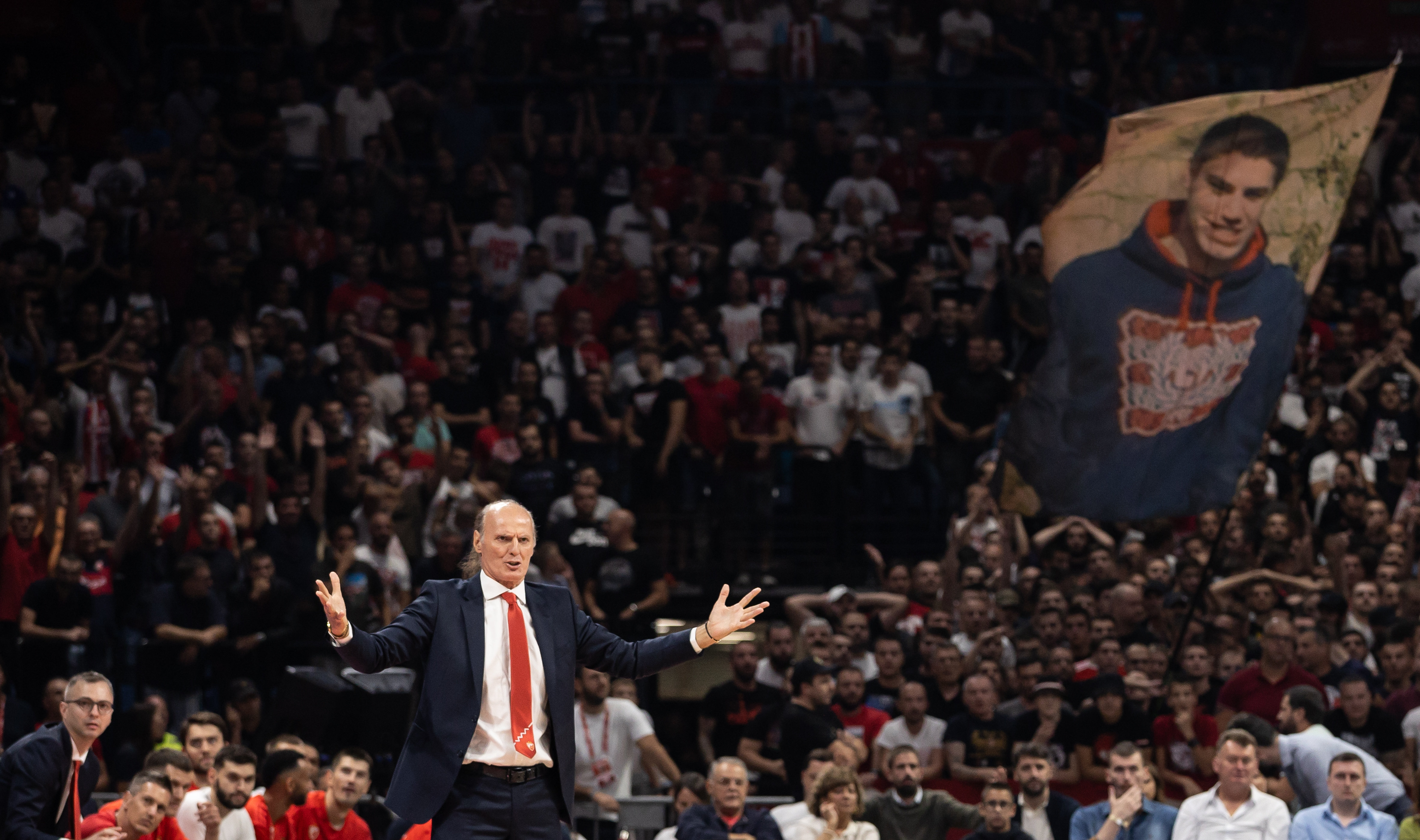 during the 2023/2024 Turkish Airlines EuroLeague match between Crvena Zvezda and Asvel at Stark Arena on October 05, 2023 in Belgrade, Serbia. (Photo by Srdjan Stevanovic/Starsport.rs ©)