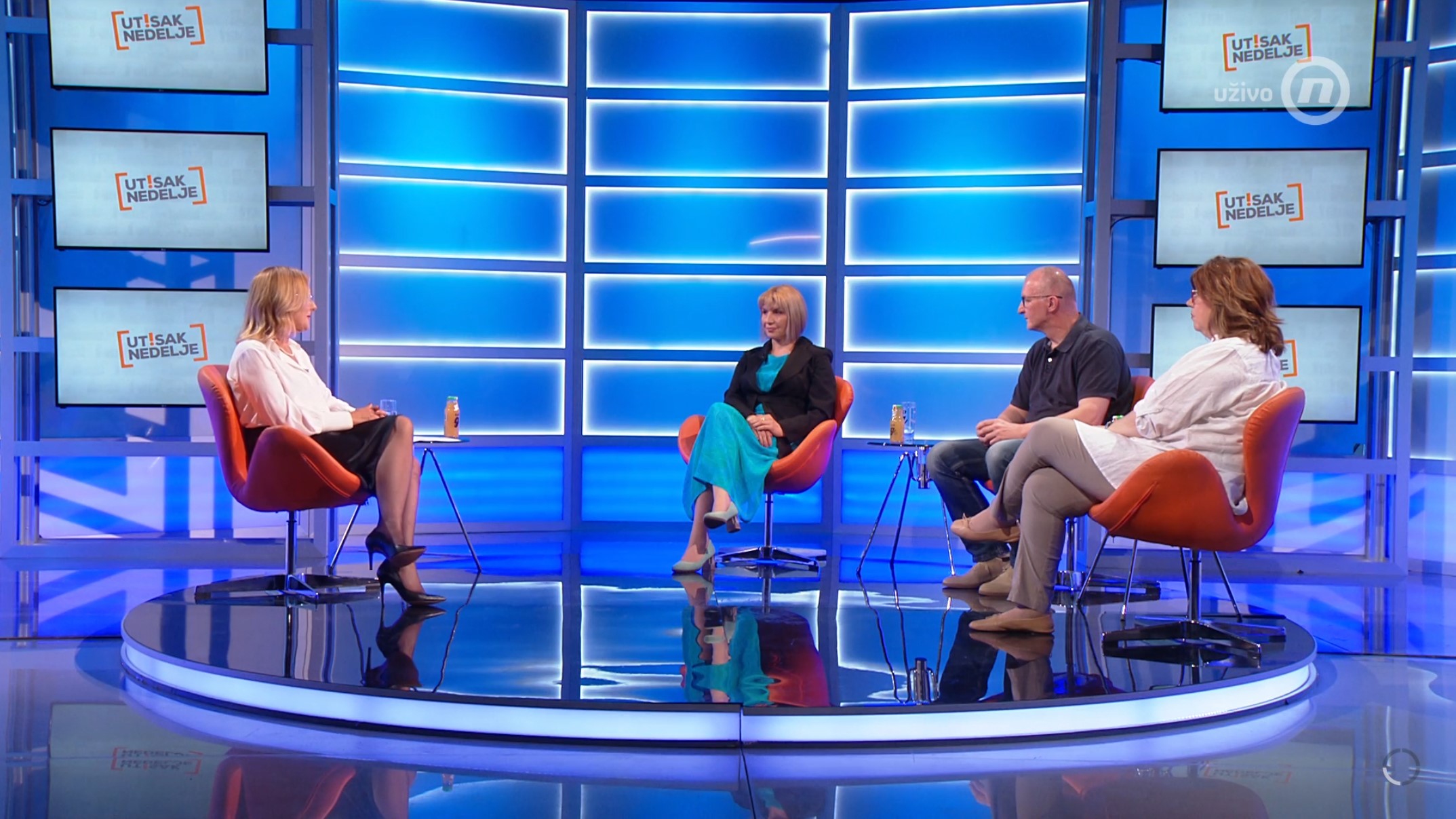 Olja Bećković, dr Vesna Vojvodić Mitrović, Dejan Ilić, Radmila Vulić Bojović, emisija Utisak nedelje Foto: Nova